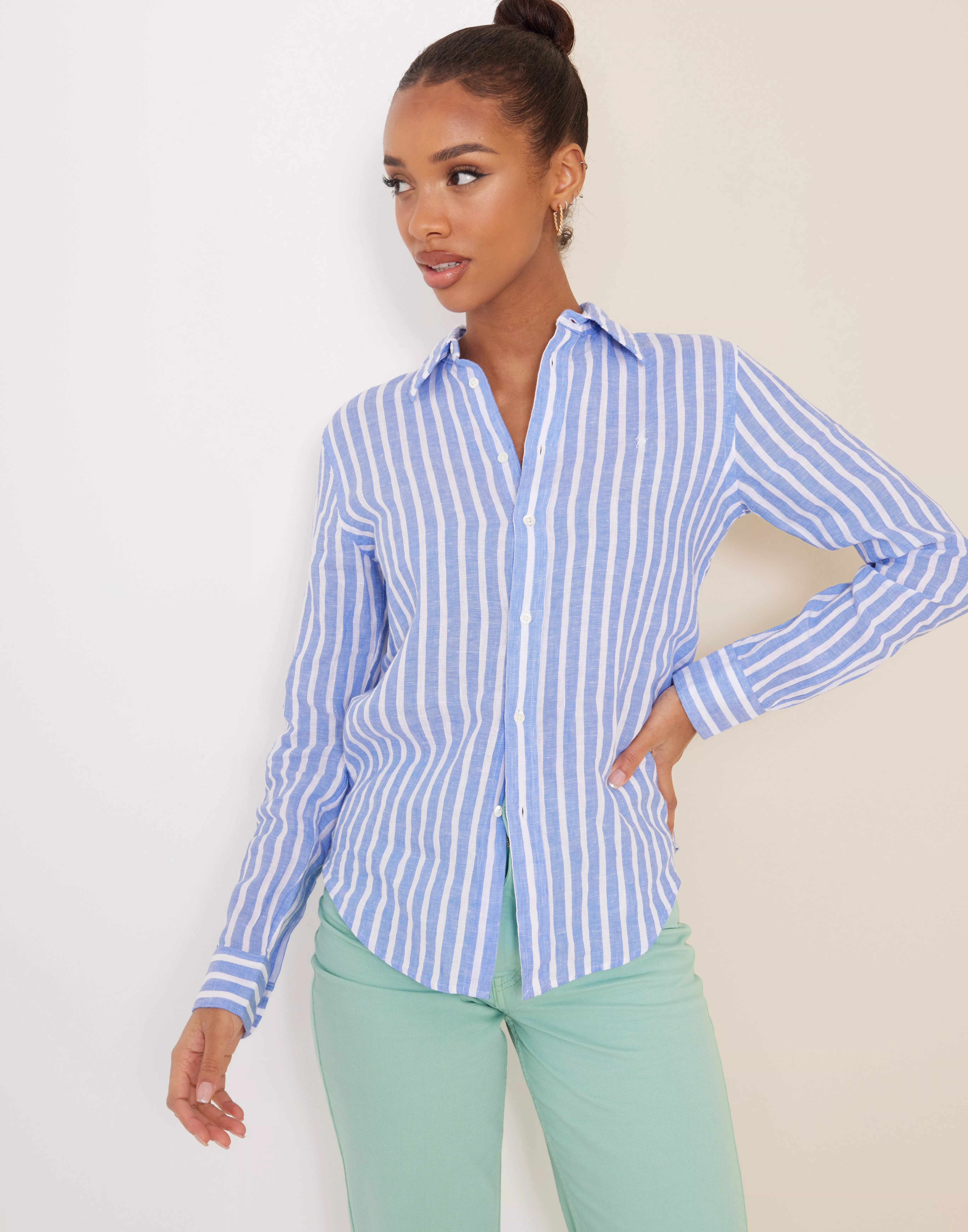 Relaxed Fit Striped Linen Shirt