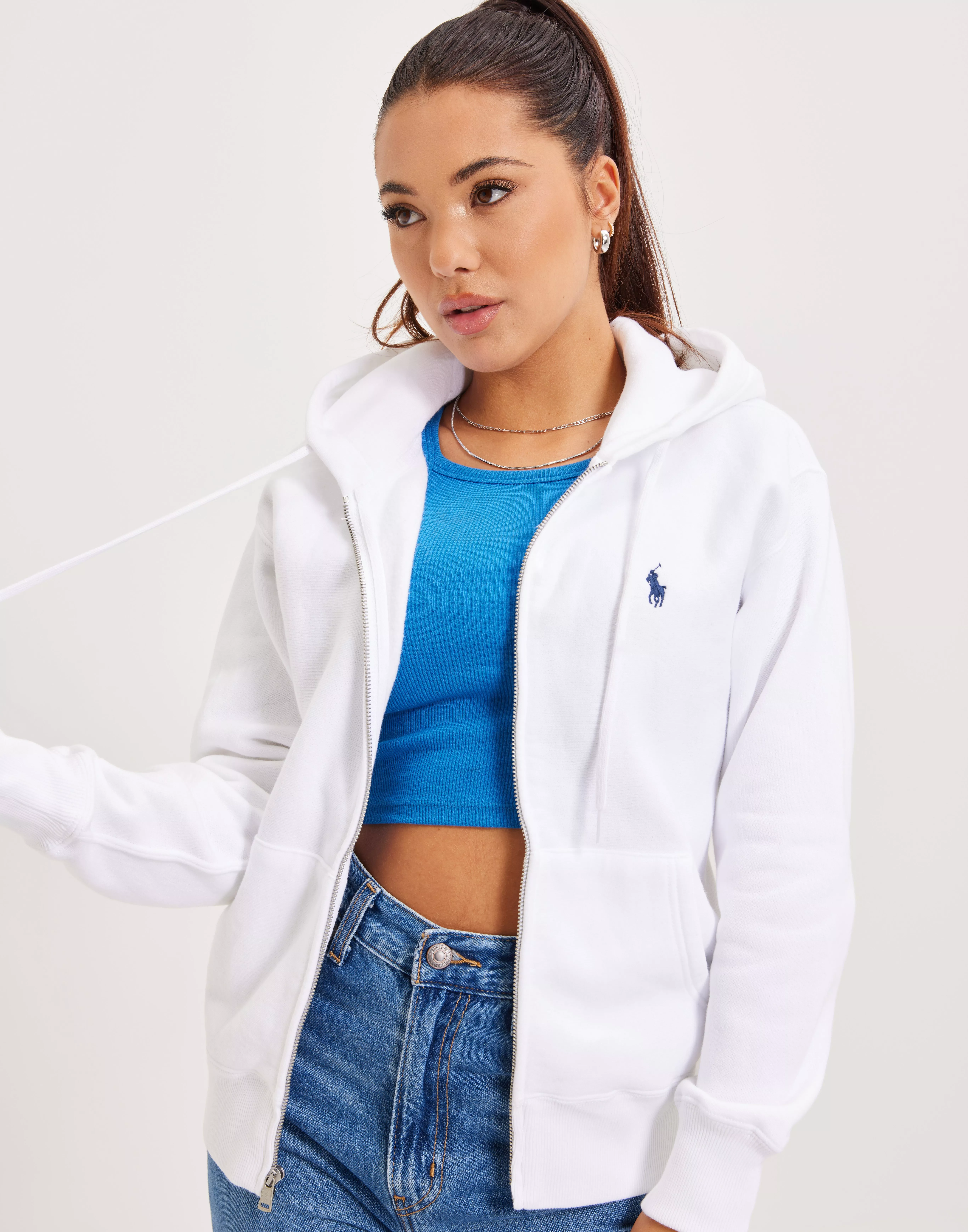 White polo store zip up jacket