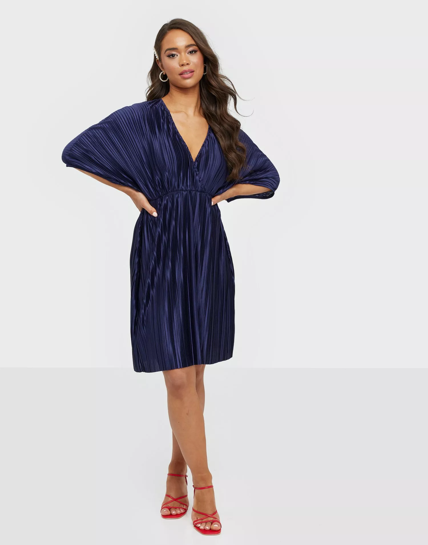 Buy Nelly Pleated Kimono Dress Navy Nelly