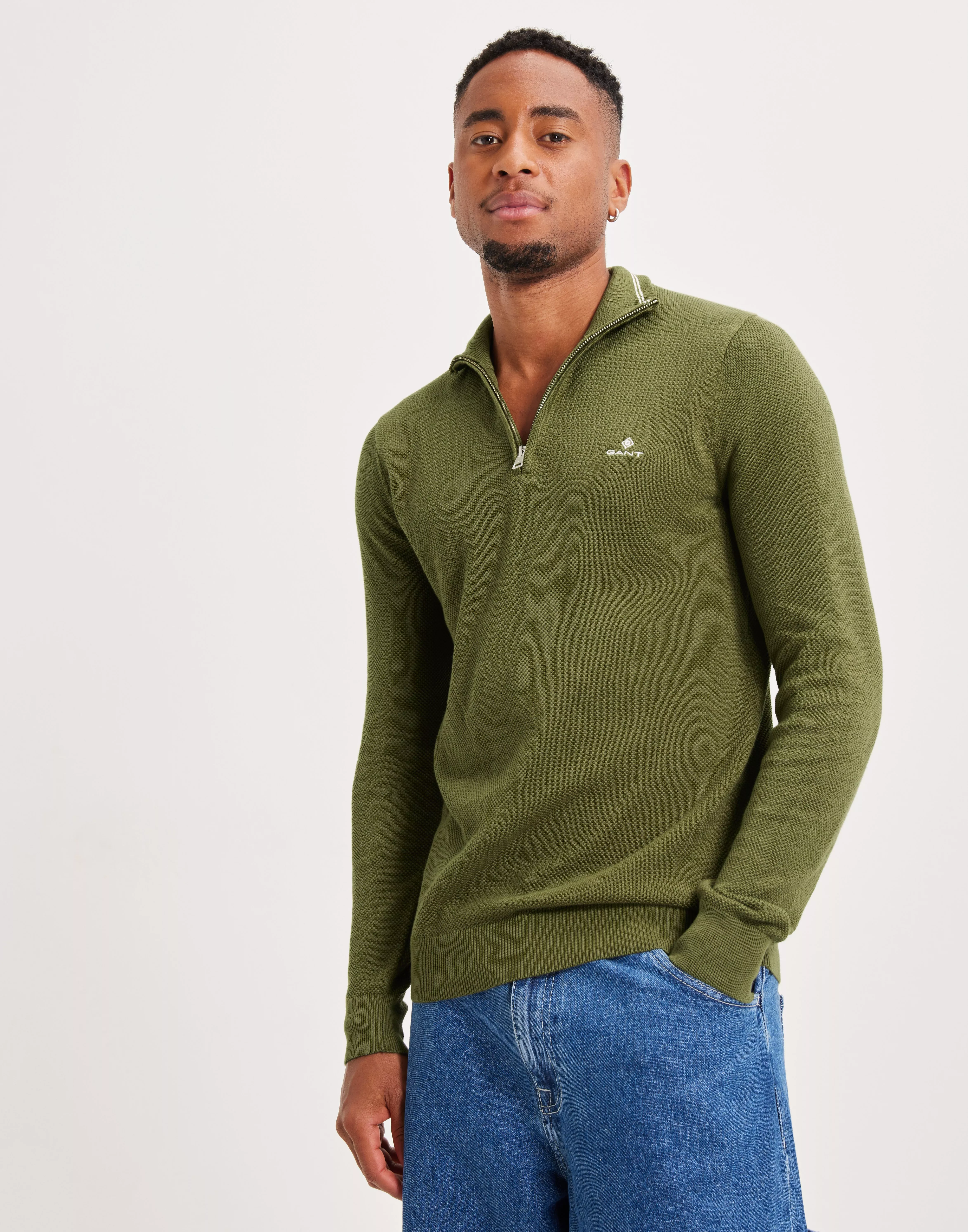 Gant pique best sale half zip sweater