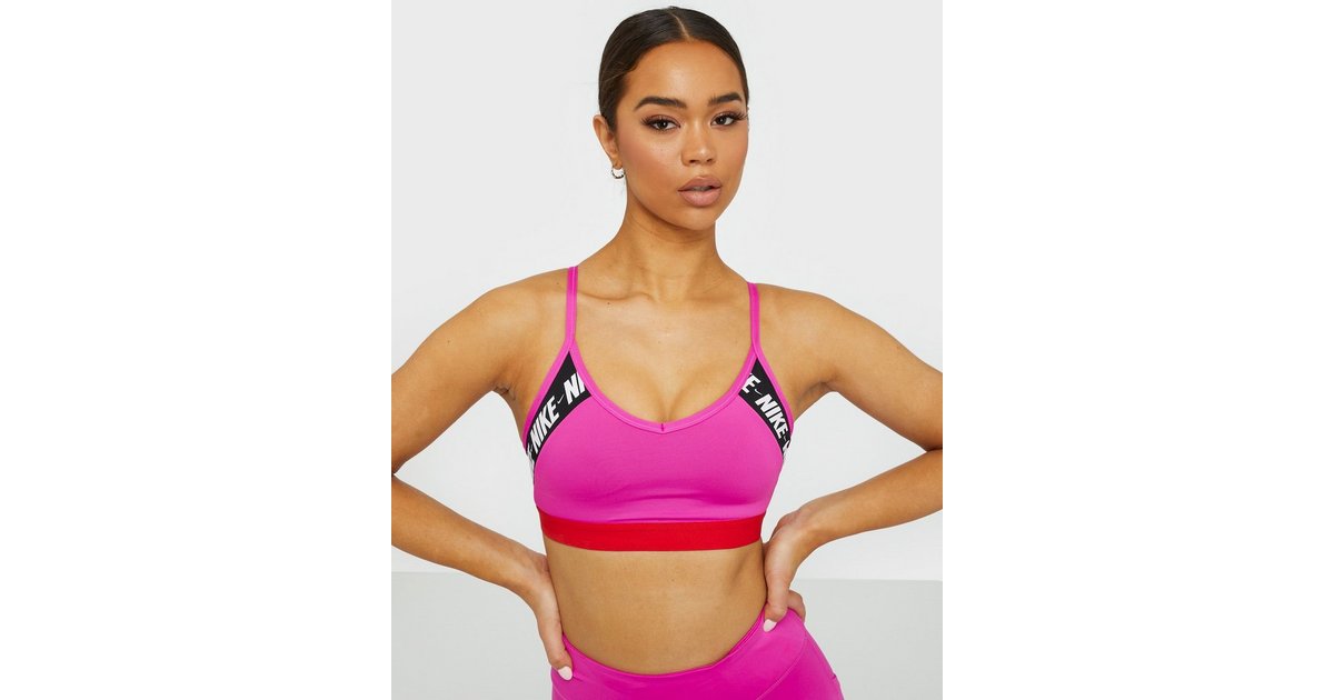 Nike training indy outlet logo bra pink