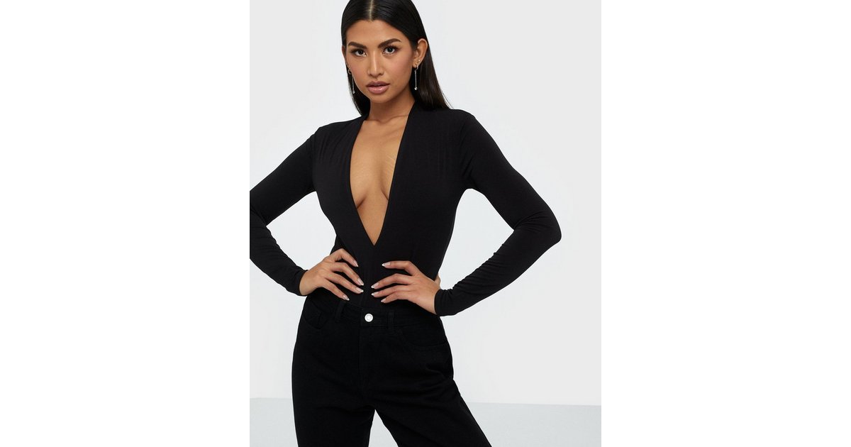 Buy Nelly Deep V Bodysuit - Black 