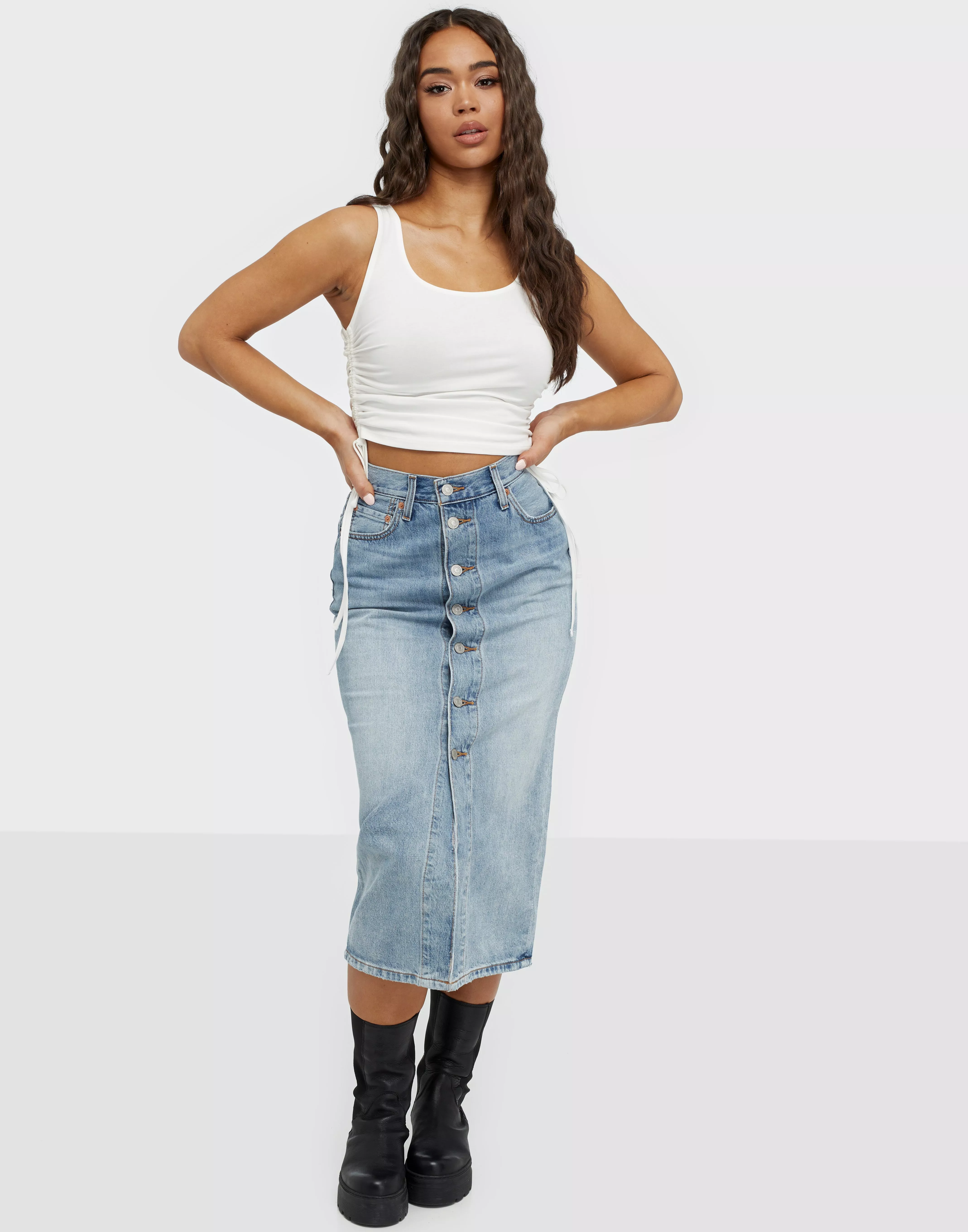 Levi's button clearance down denim skirt