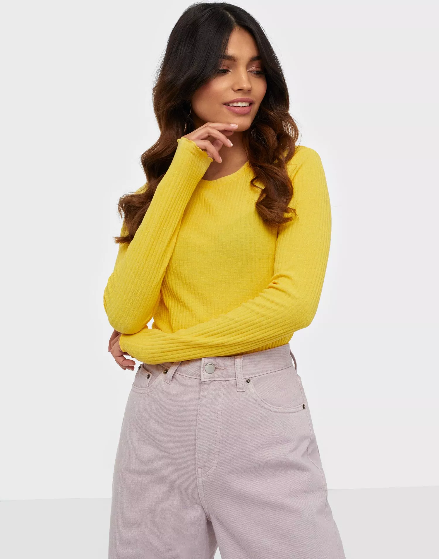 Only L/S Yellow JRS - ONLNELLA Buy Light O-NECK TOP