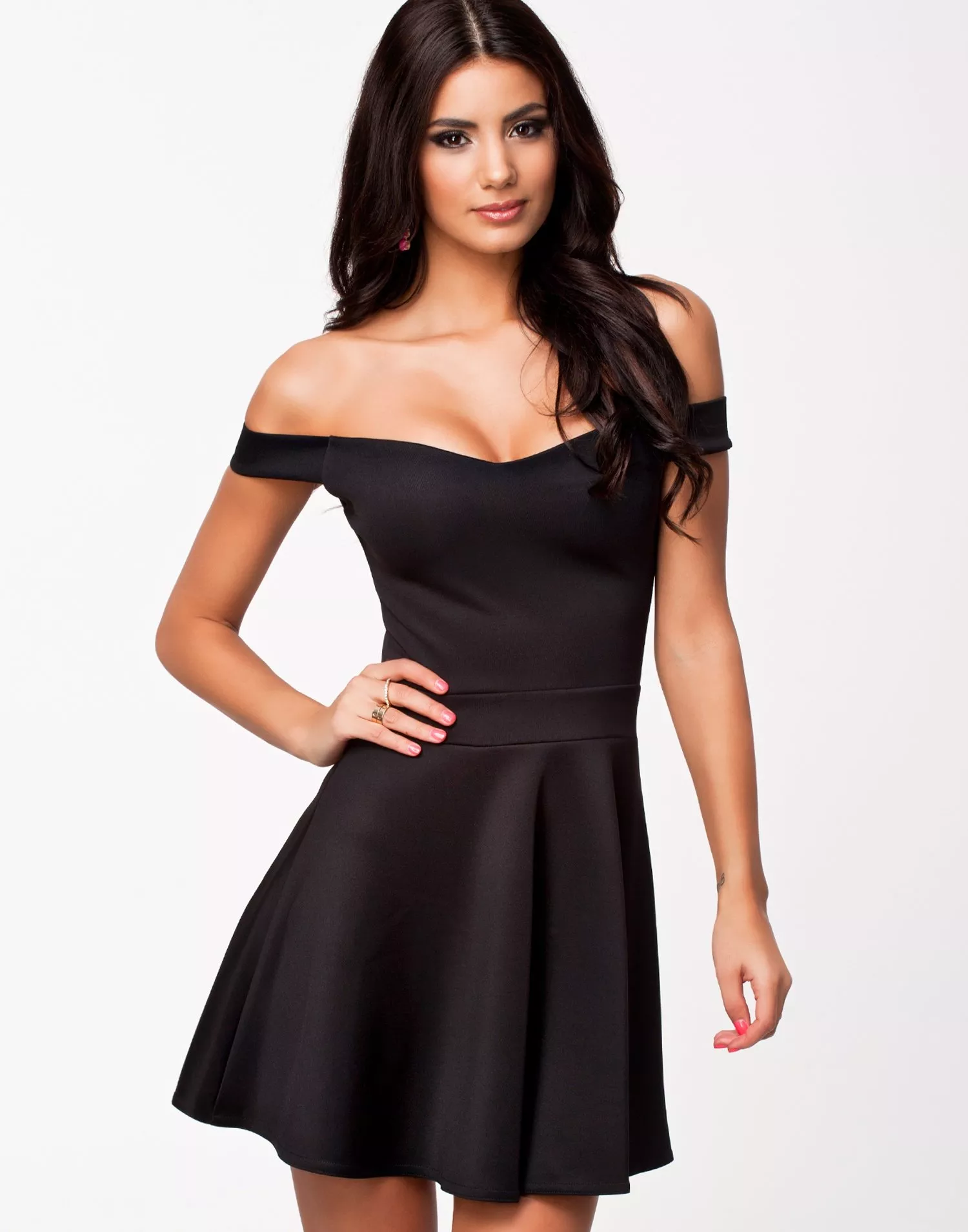 Off the outlet shoulder skater dress