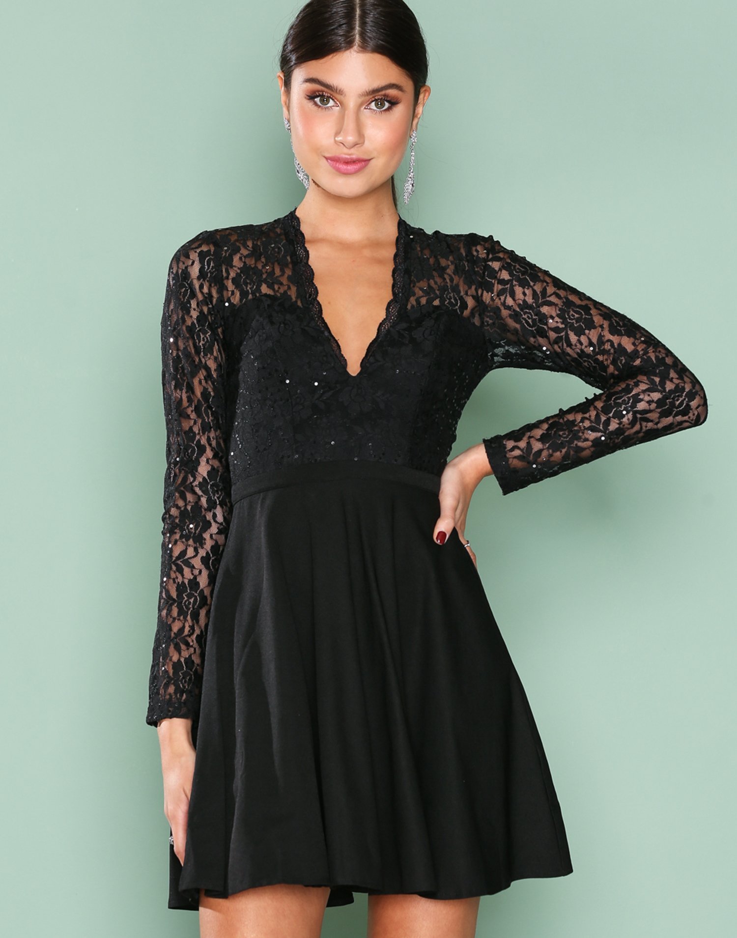 Glam Lace Skater Dress