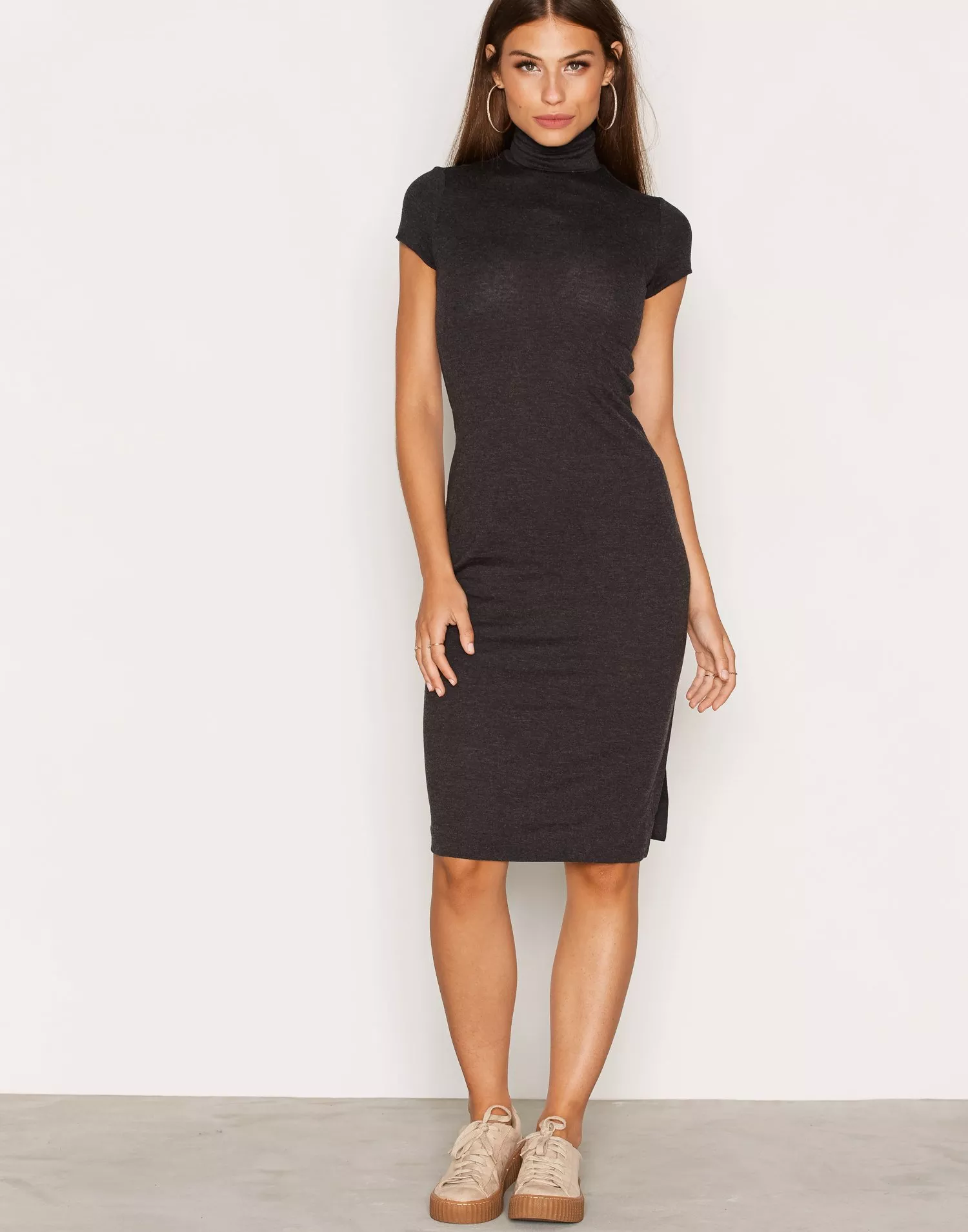 Black turtleneck 2025 dress short sleeve