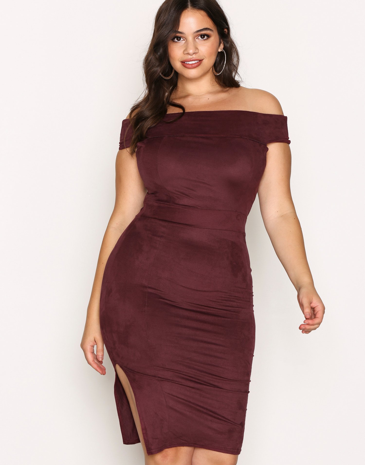 Off Shoulder Suede Dress