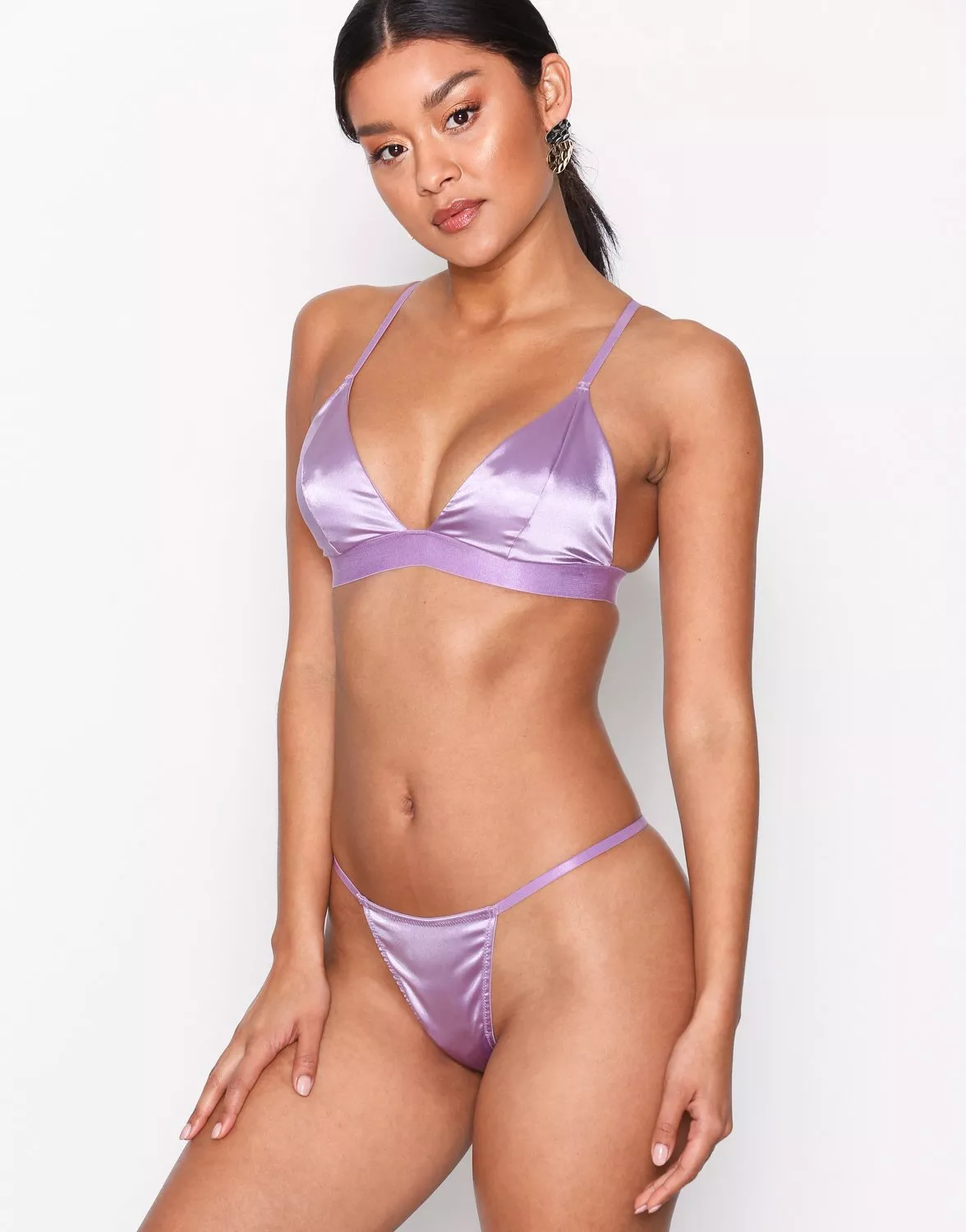 Buy Nelly Satin Thong - Purple