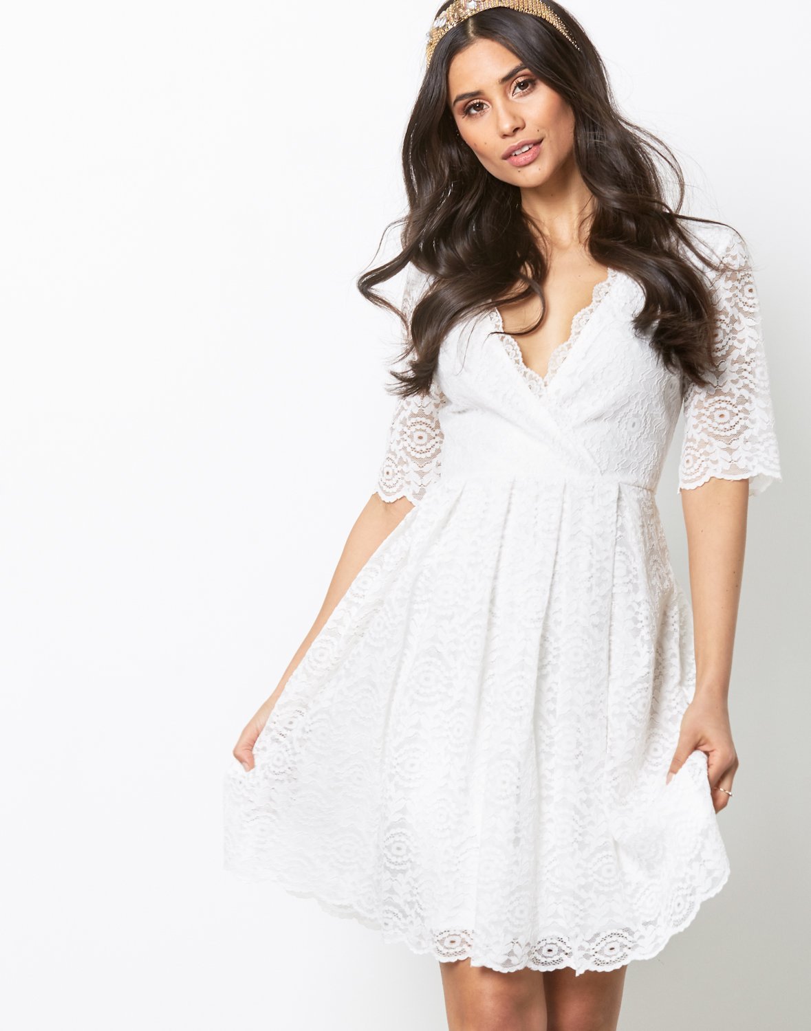 Short Sleeve Lace Dress