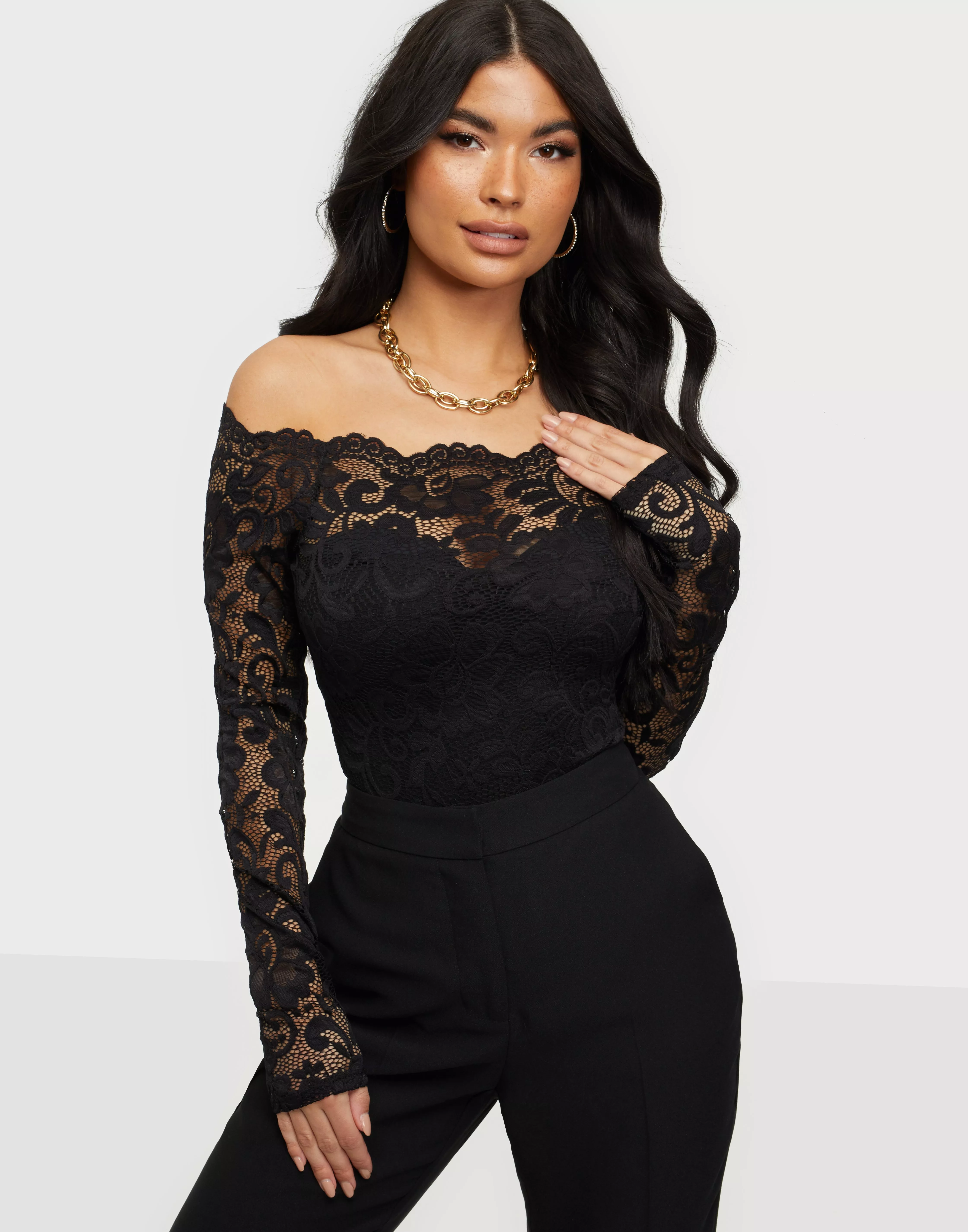 Buy Nelly Off Shoulder Lace Body - Black