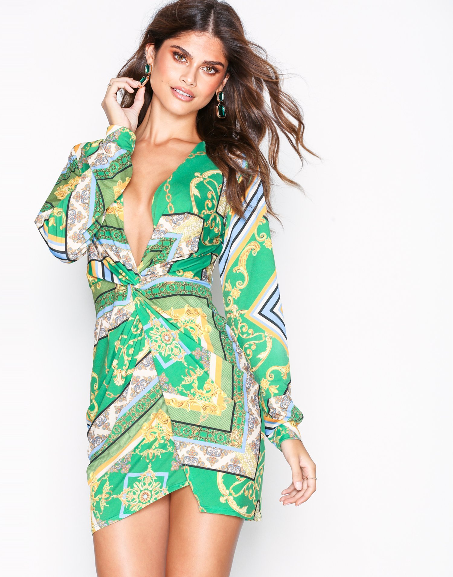 Twist Slit Print Dress