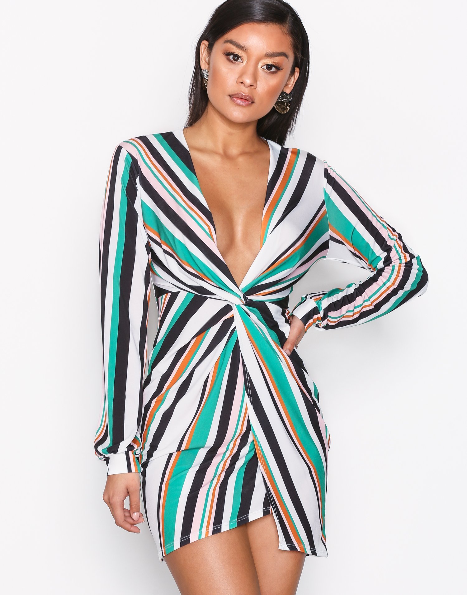 Twist Slit Print Dress