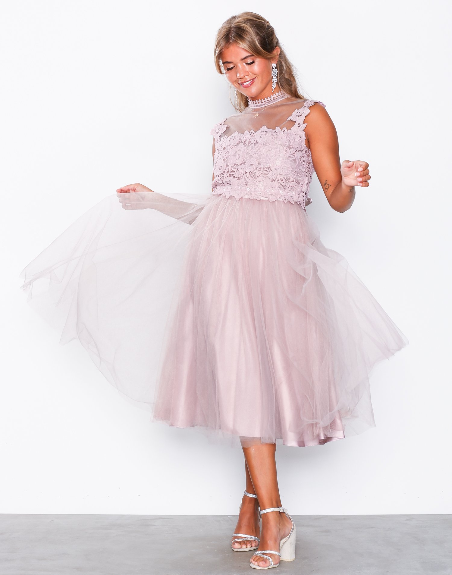 Crochet Tulle Midi Dress