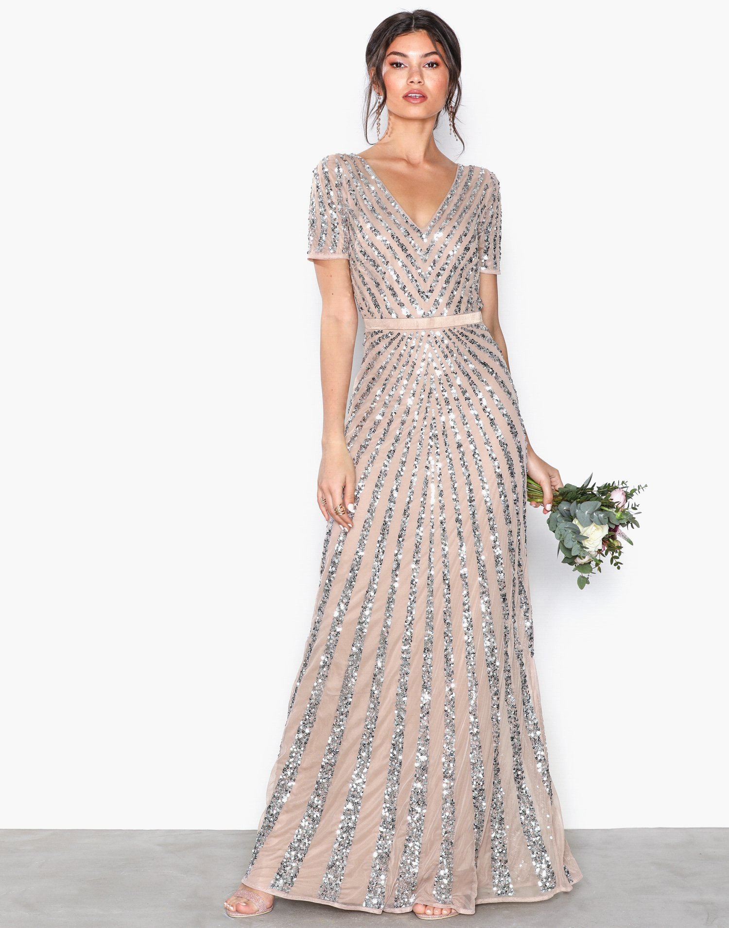 Embellished Short Sleeve Maxi Dress