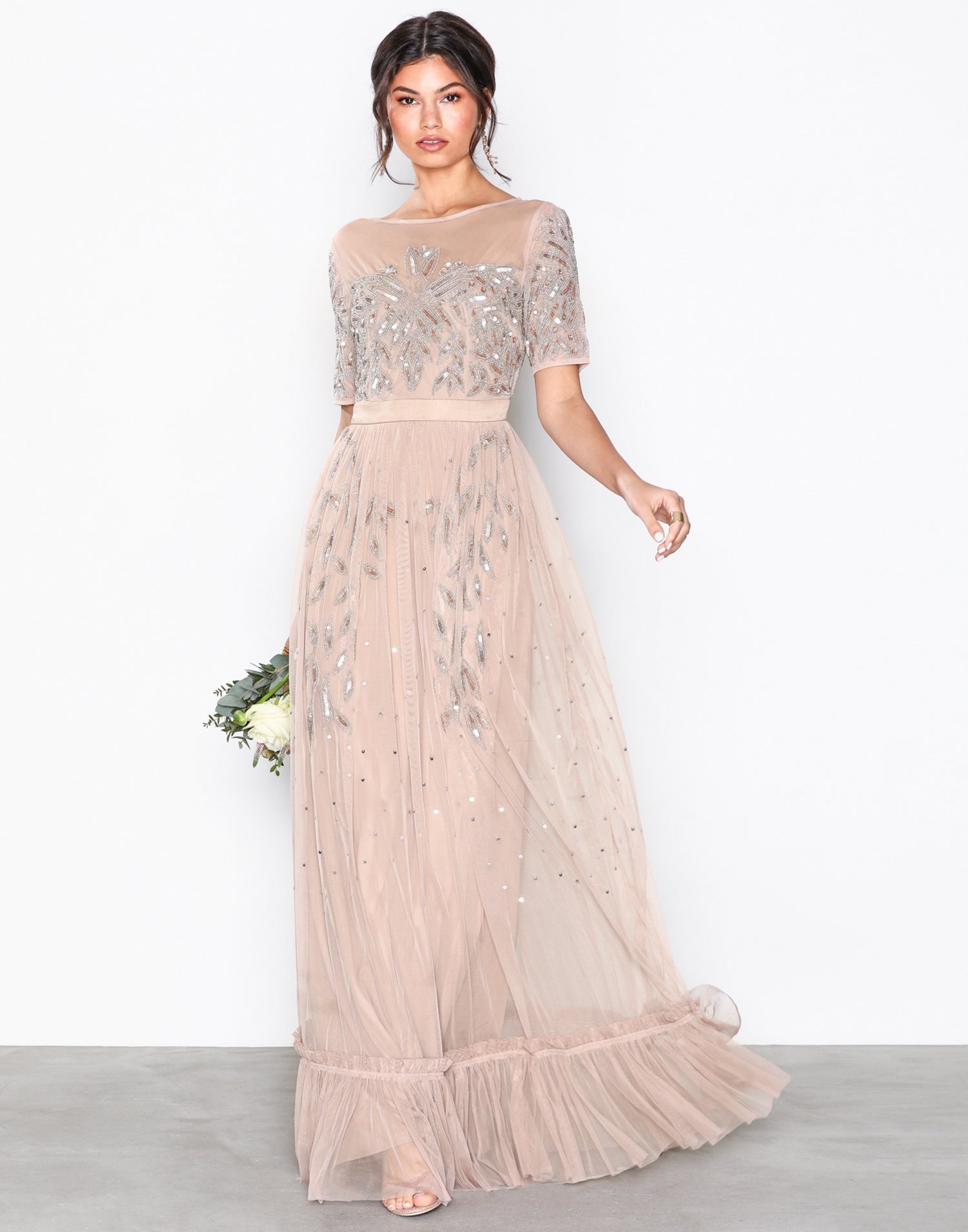 Mesh Embellished Maxi Dress