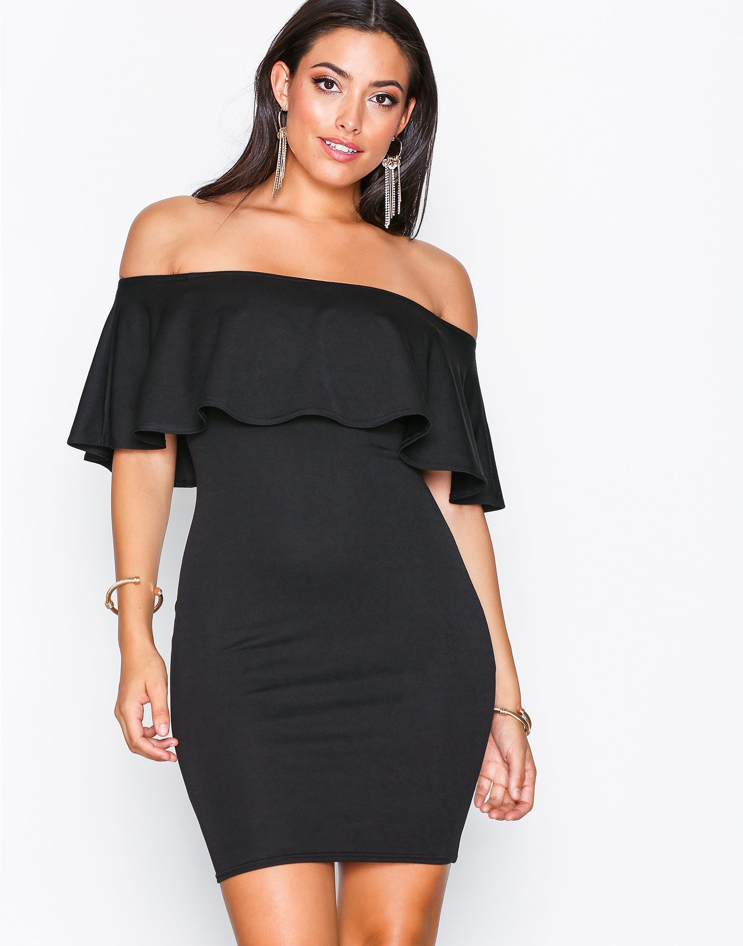 Frill Crepe Mini Dress