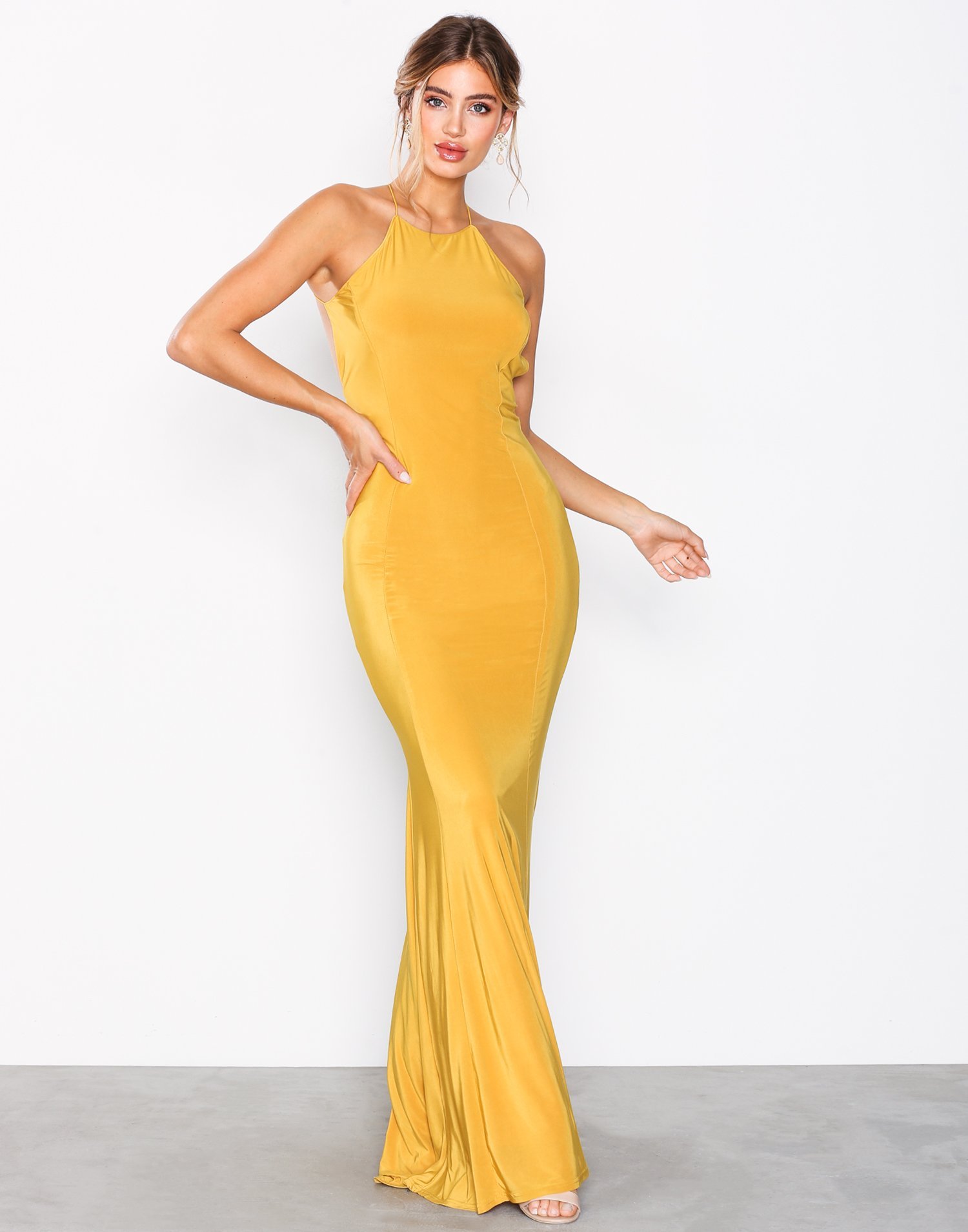 Ruched Back Tail Gown