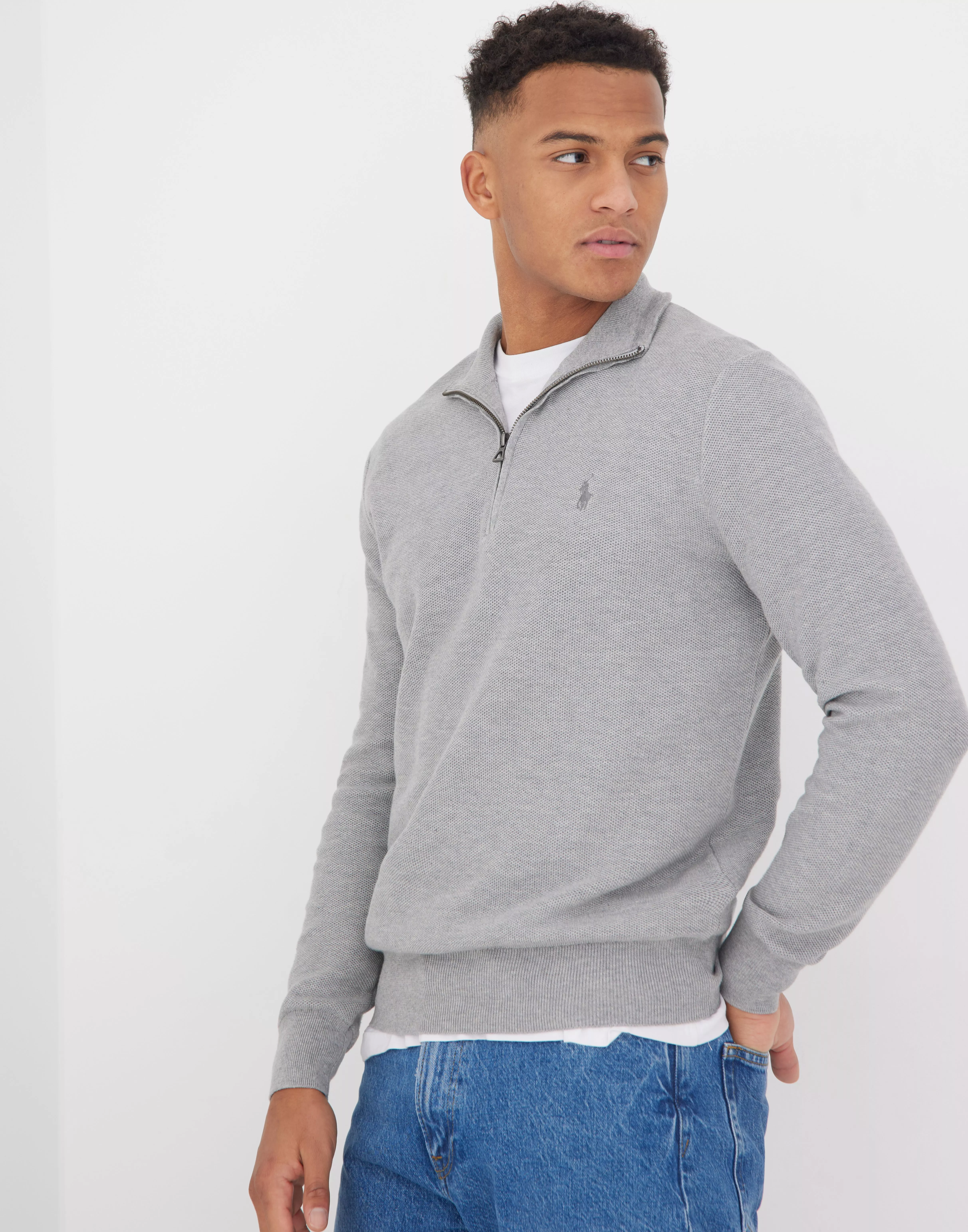 Ralph lauren grey hot sale half zip jumper