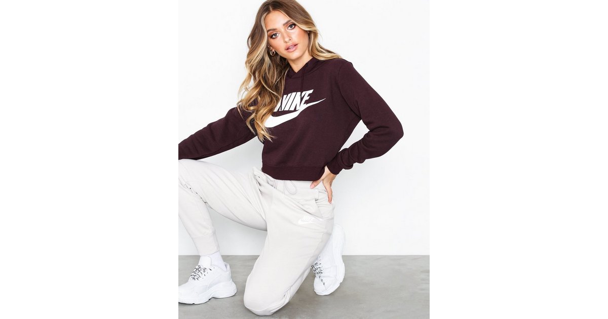 Nike rally burgundy cropped logo hoodie sale