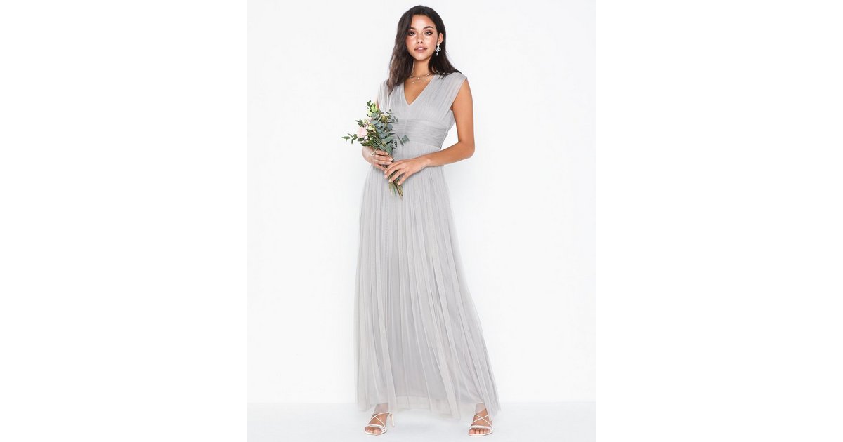 Maya plain tulle gathered maxi cheap dress