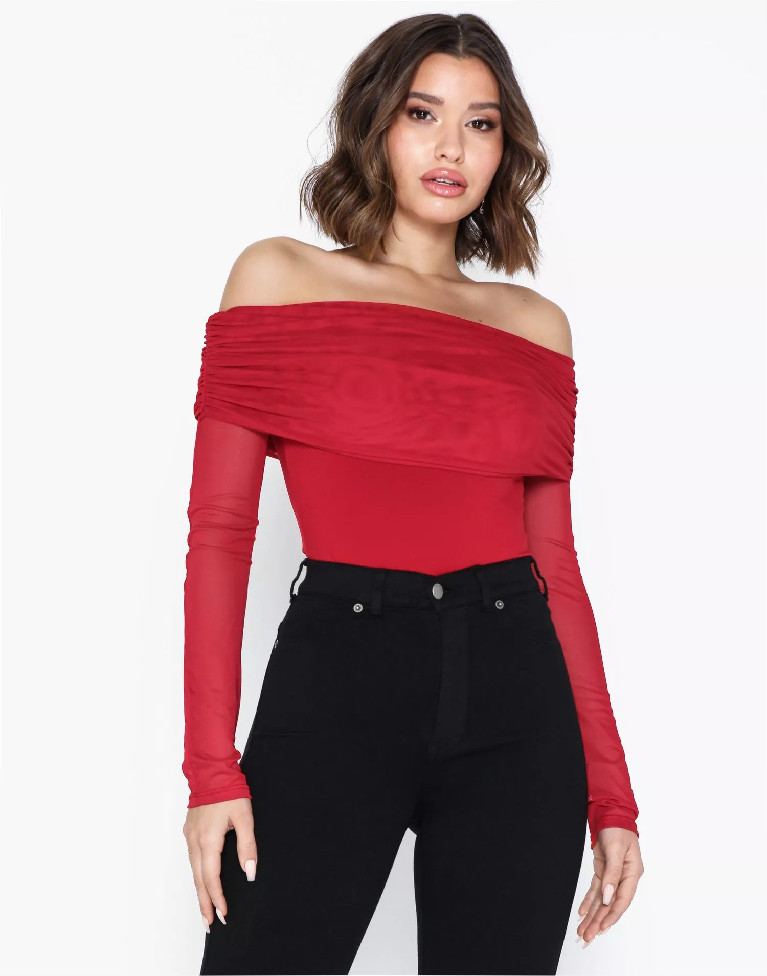 Buy Nelly Fold Over Mesh Body - Red | Nelly.com