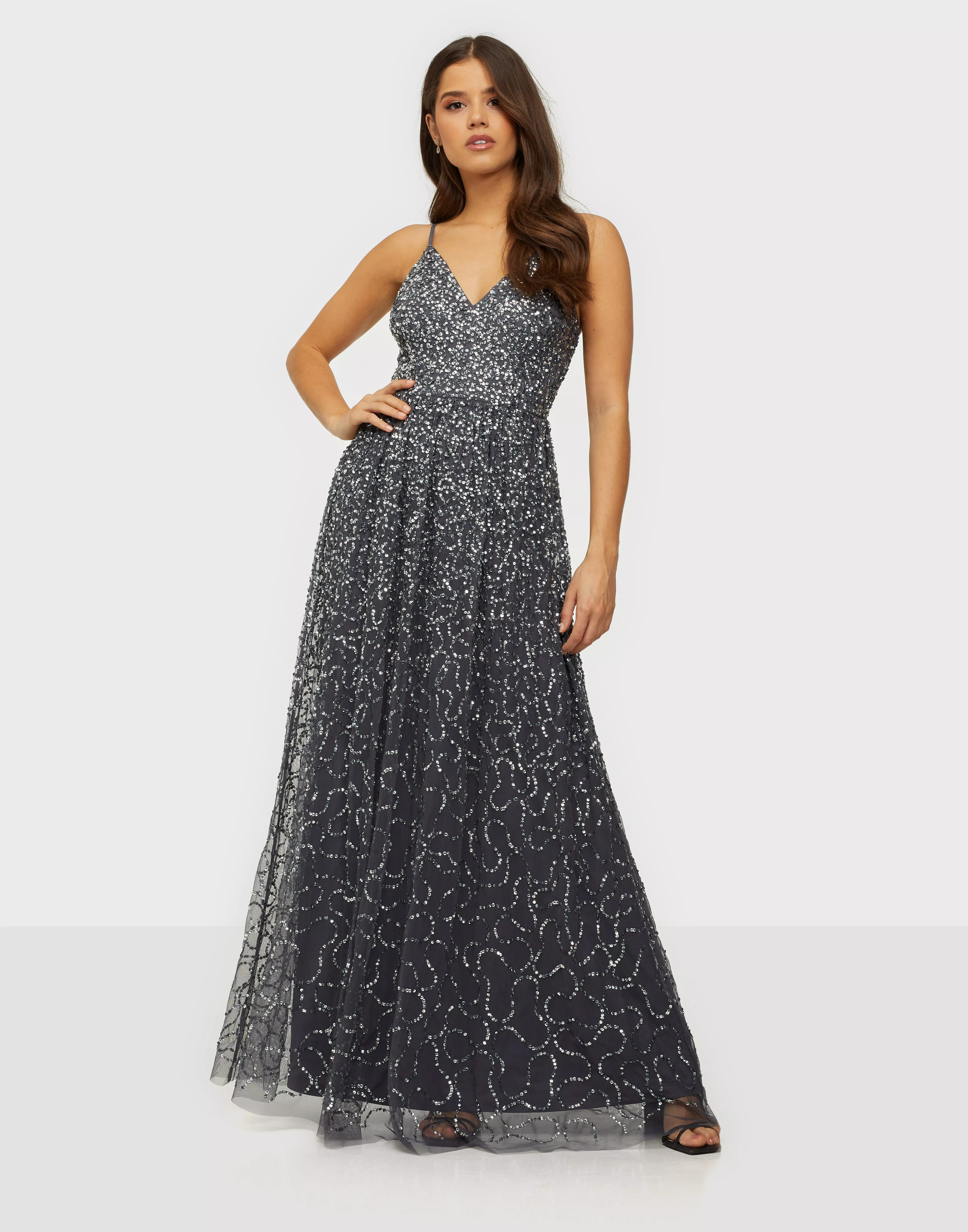 Maya charcoal sequin clearance dress