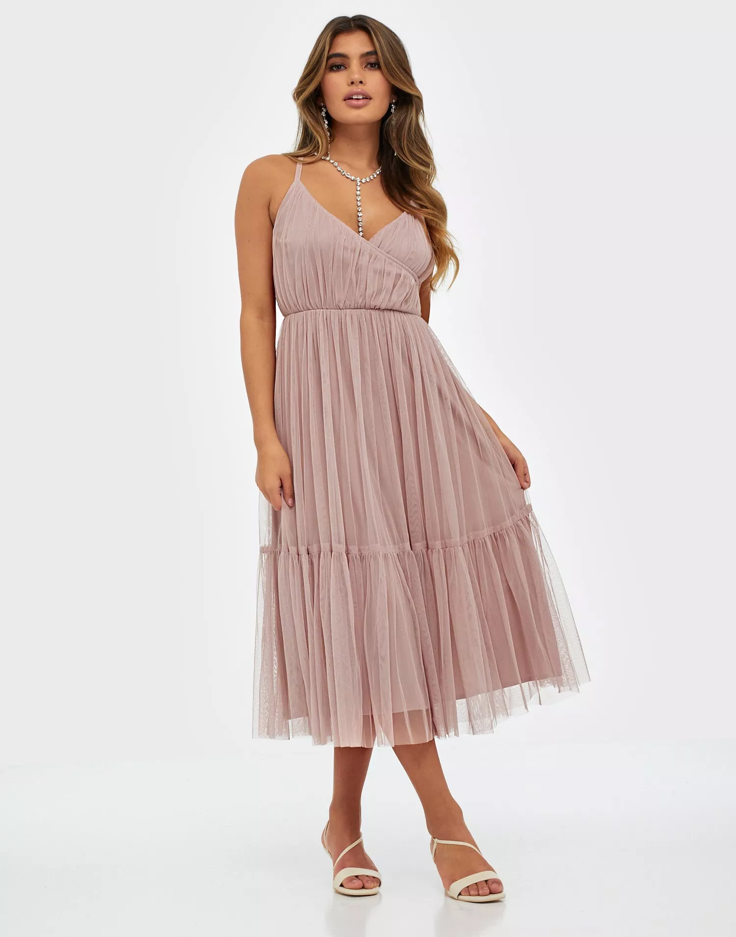 Tulle cami hotsell midi dress