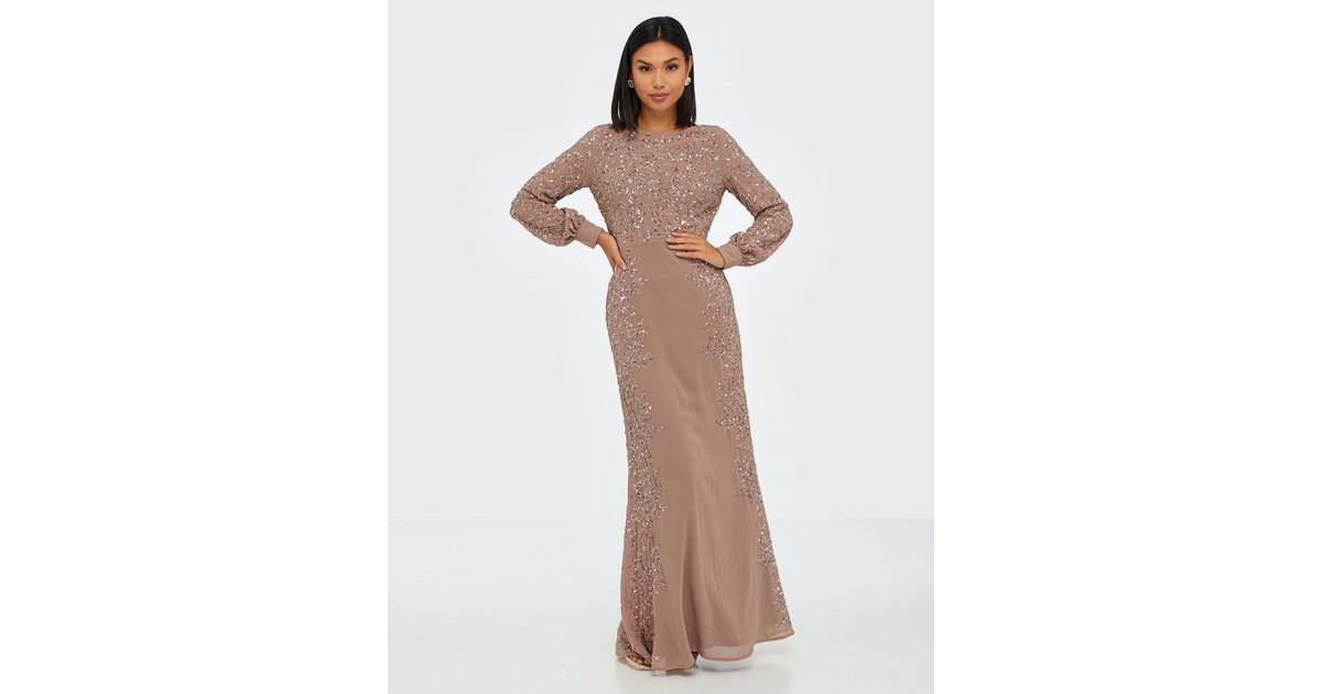 Buy Maya Blossom Embellished Long Sleeve Maxi Dress - Mauve