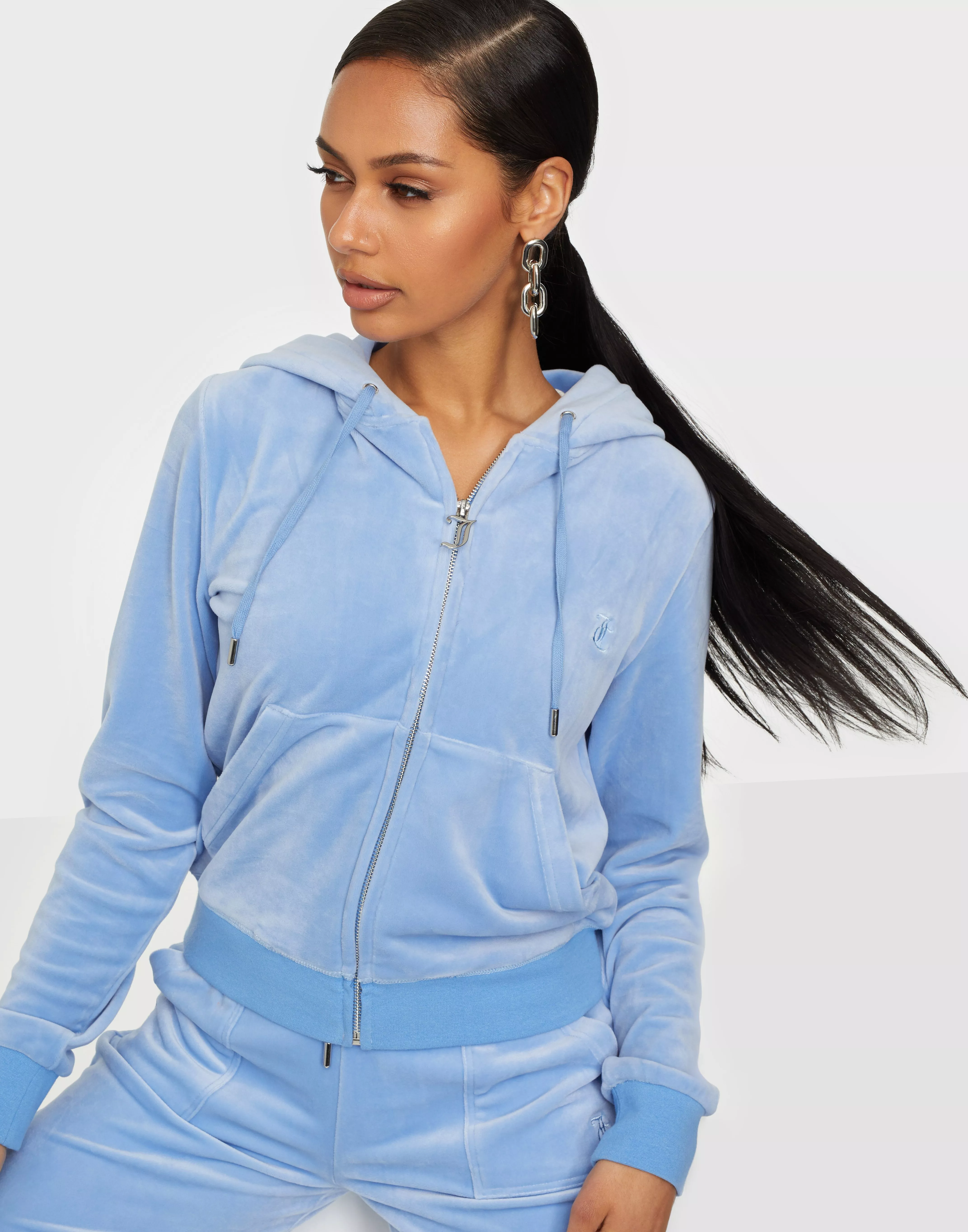 Juicy Couture co-ord velour tracksuit bottoms with diamante logo in blue