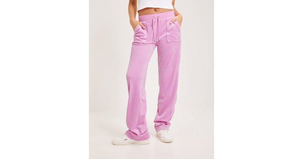 Juicy Couture Wmns Del Ray Classic Velour Pant Pocket Design Women begonia  pink