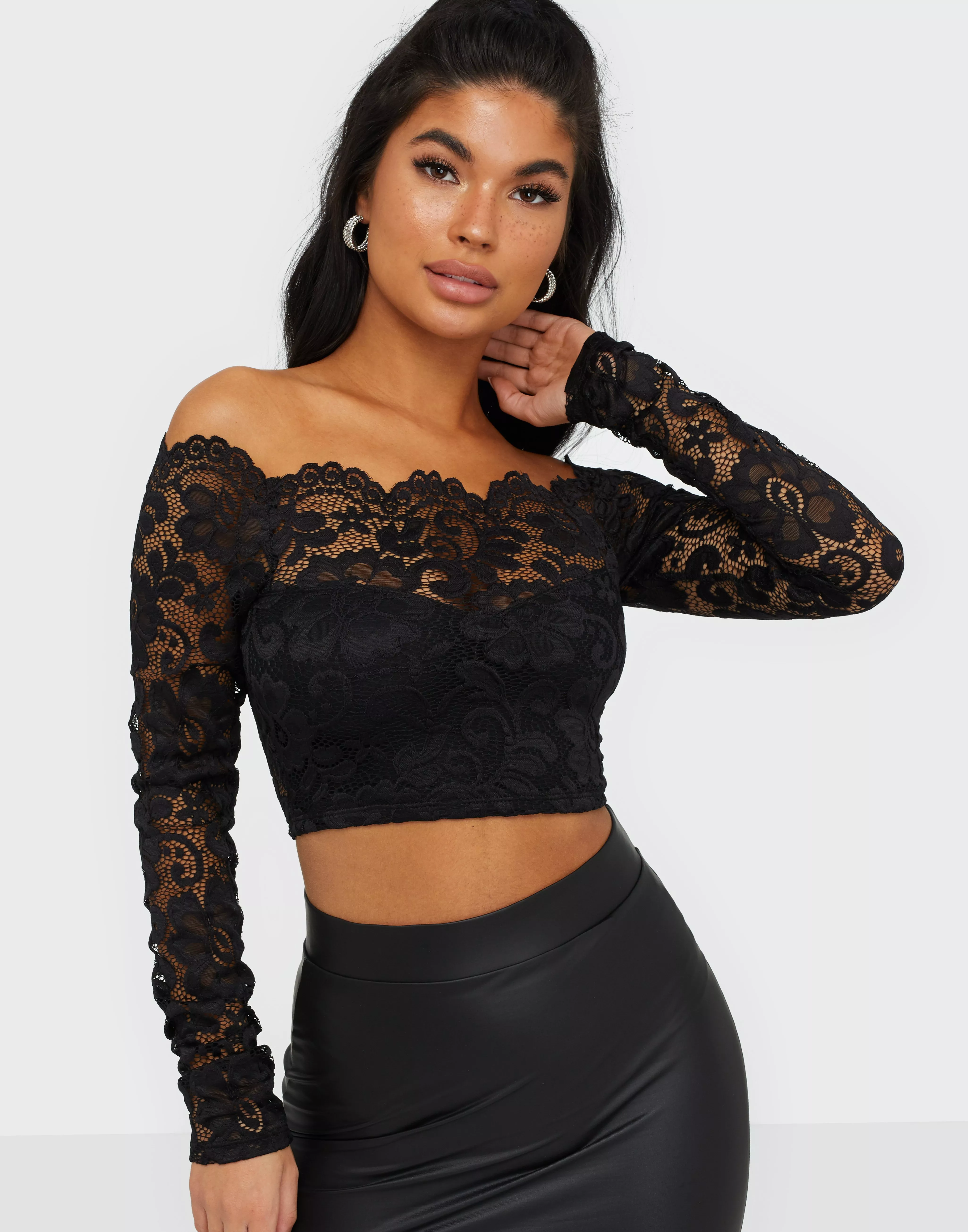 Off the hot sale shoulder lace topper