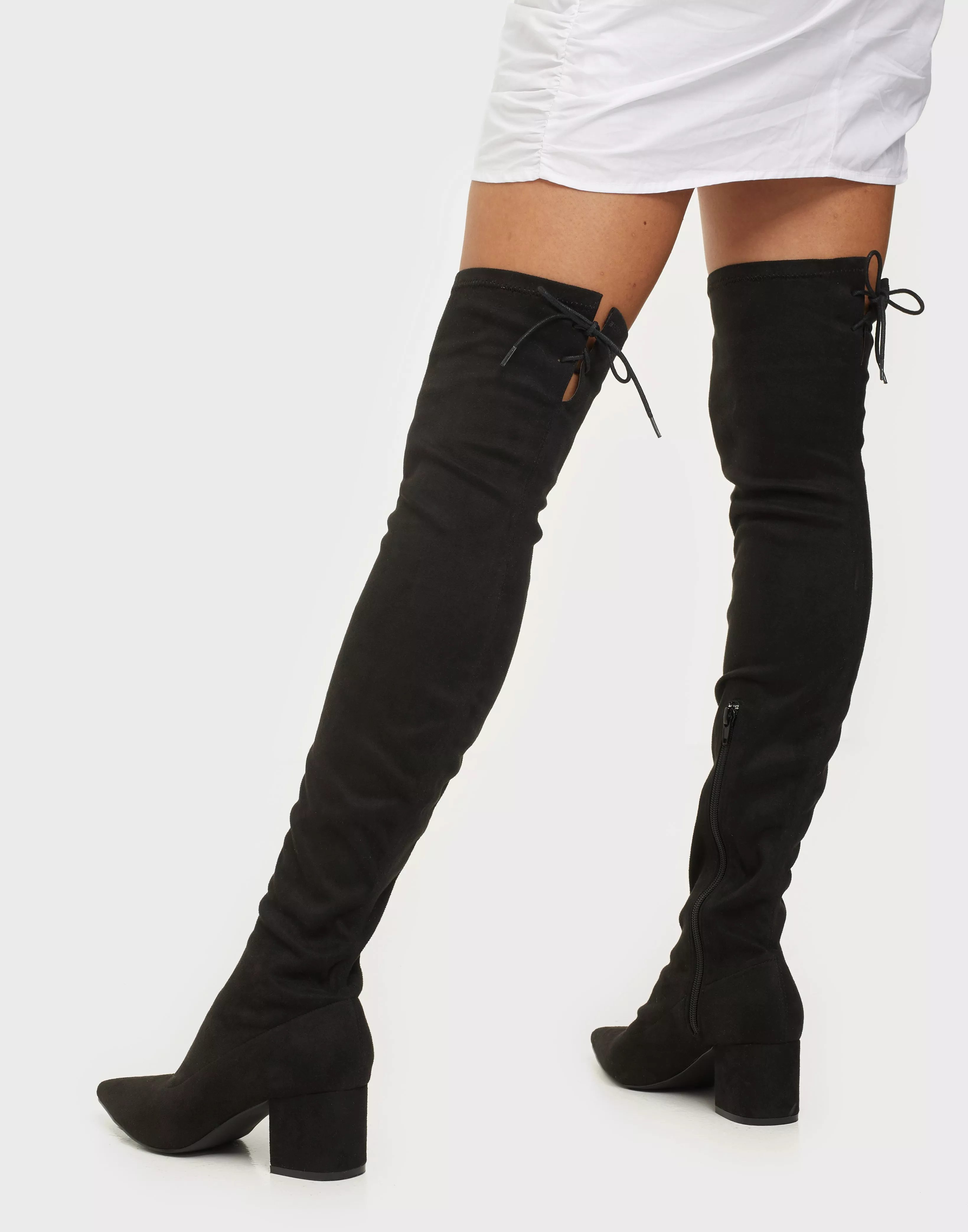 Buy Nelly Block Heel Thigh Boot - Black |