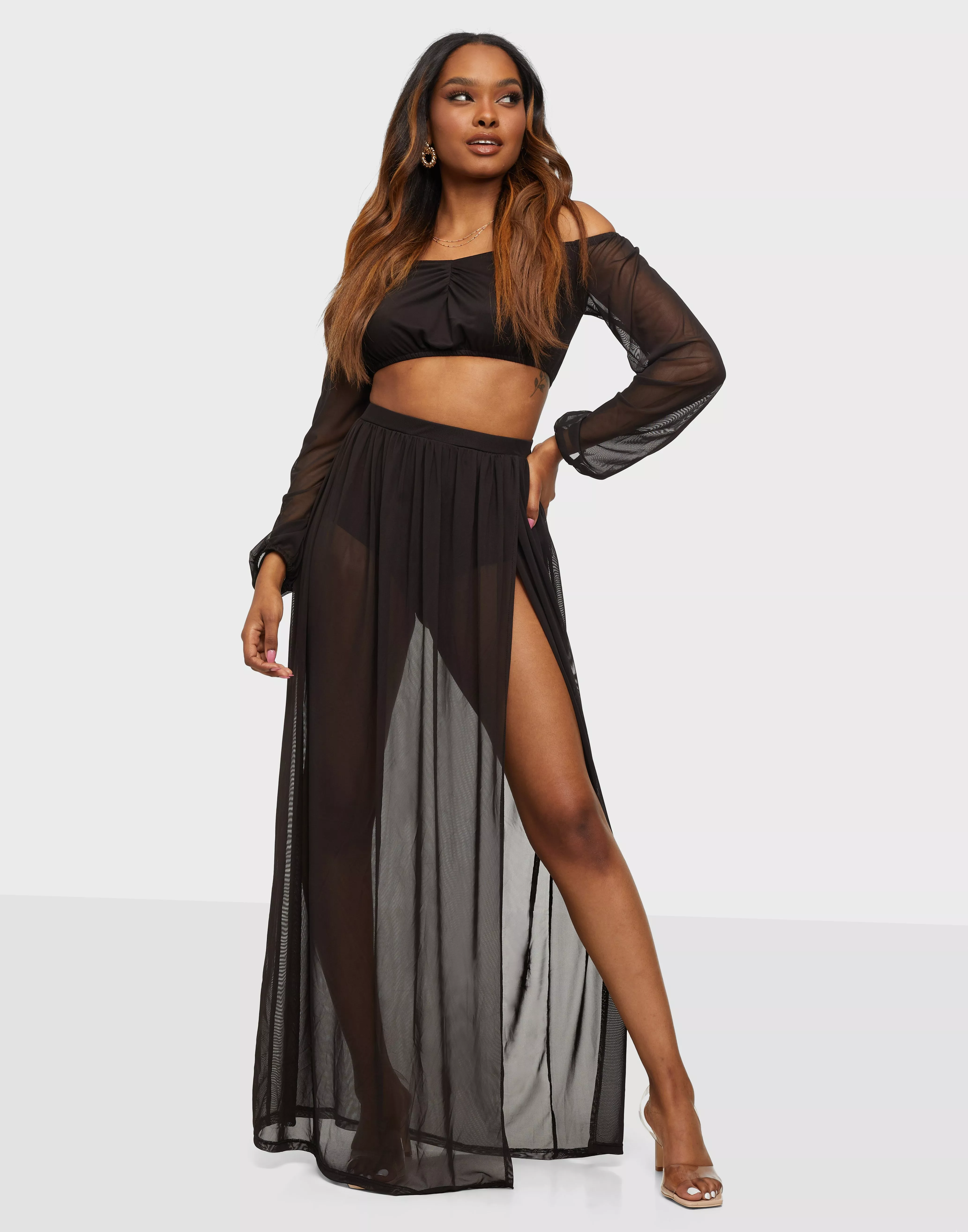 High Slit Mesh Skirt