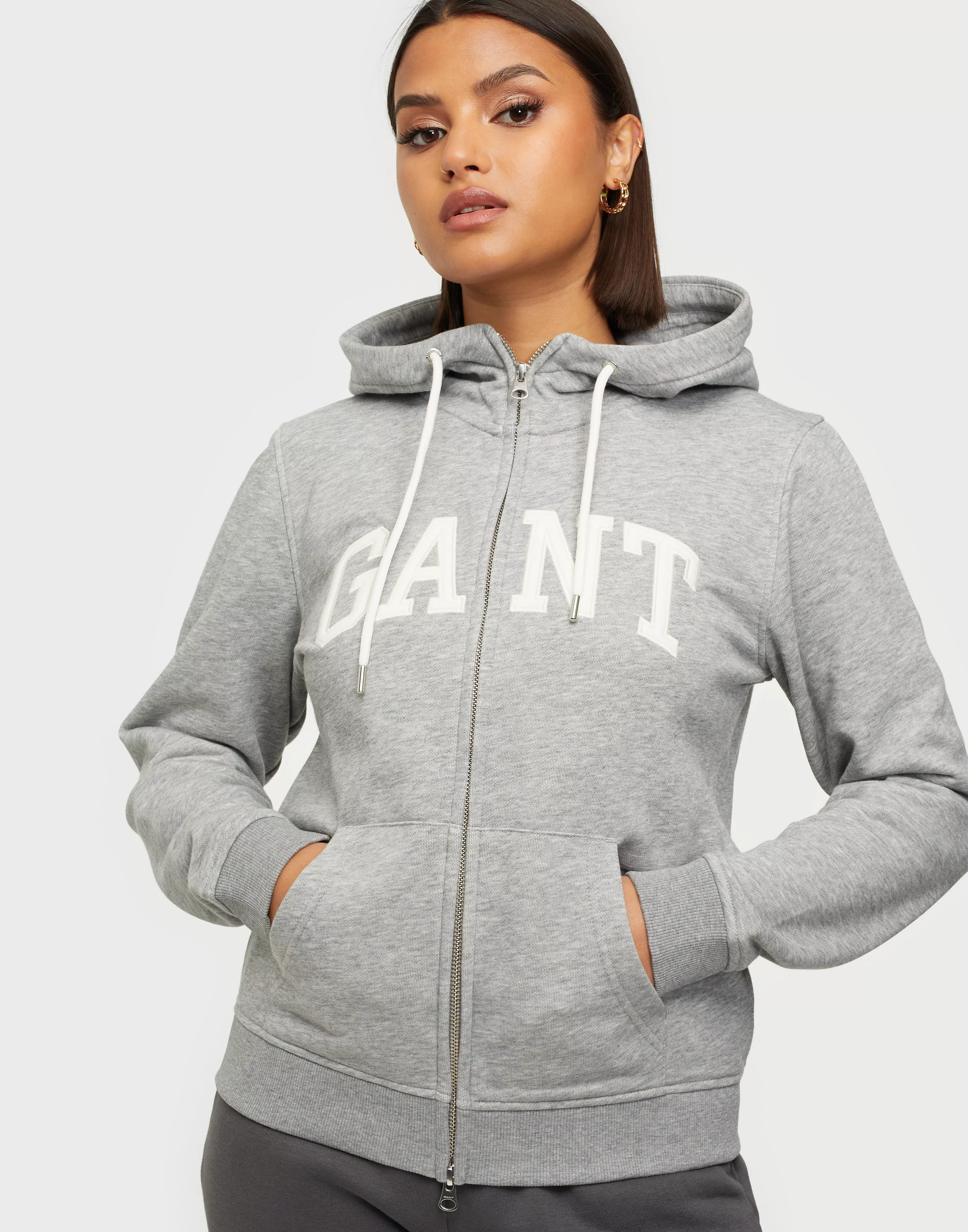 Buy Gant ARCH LOGO ZIP HOODIE Grey Melange Nelly