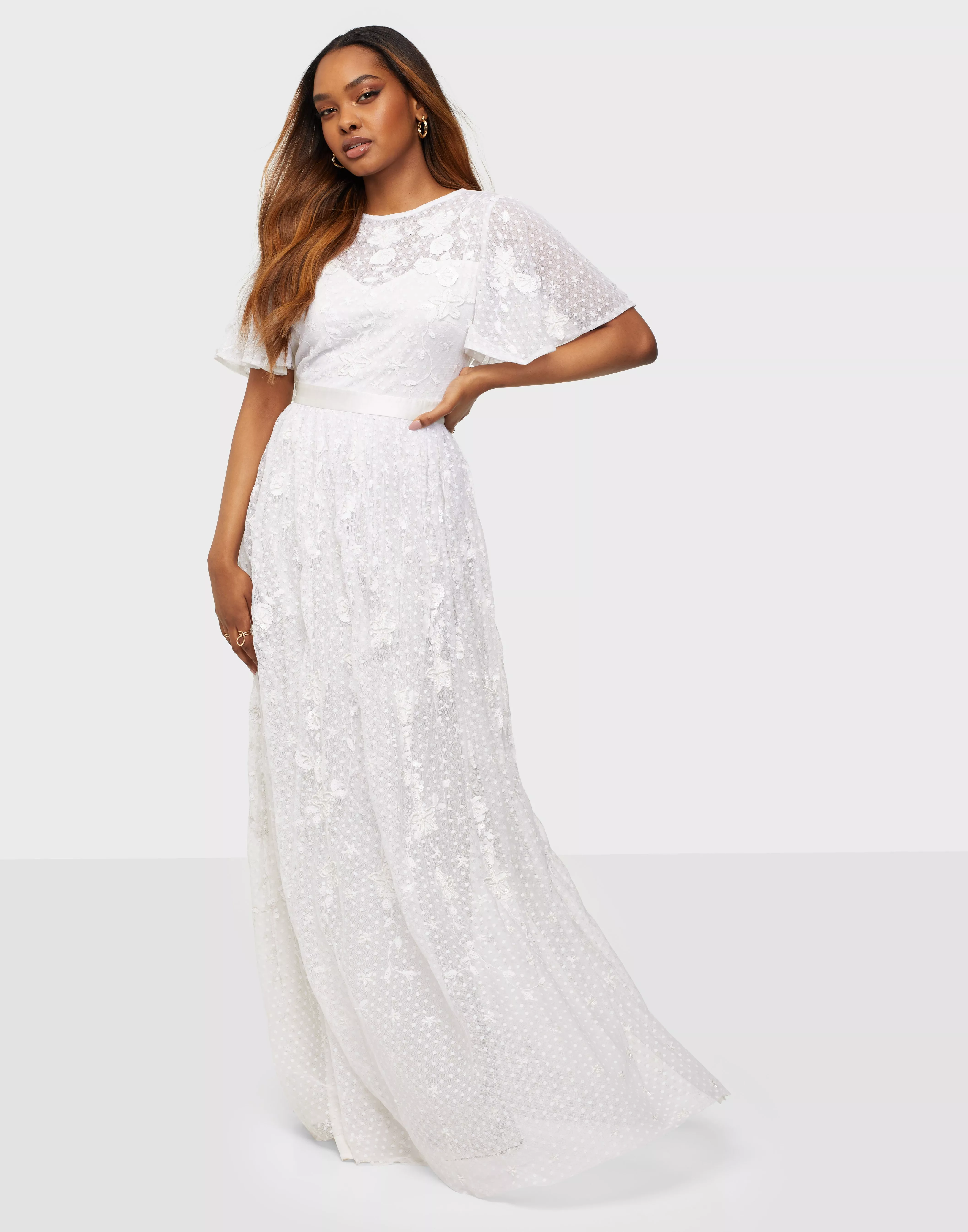 Asos edition embroidered store flutter sleeve wedding dress