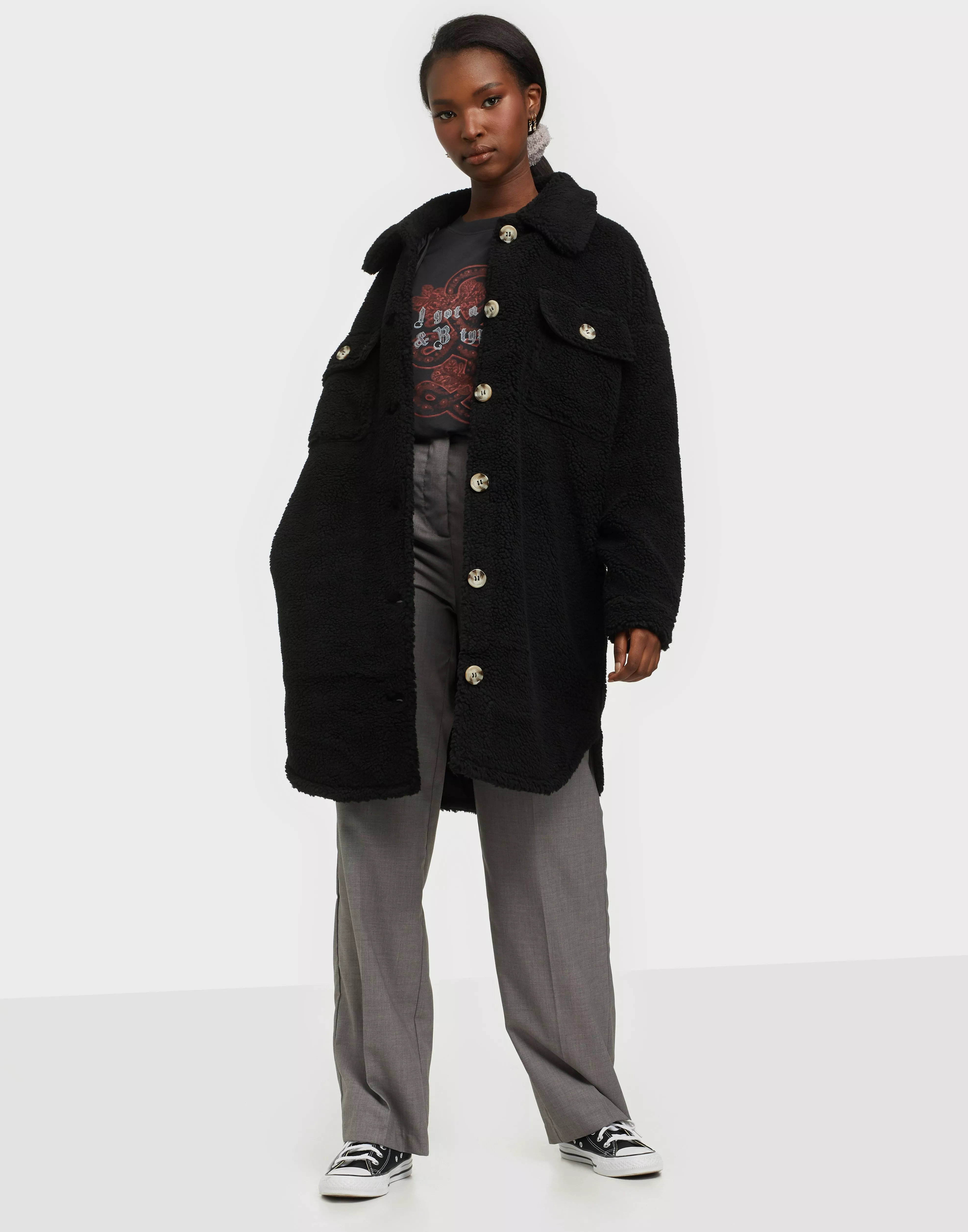 Buy JdY JDYSTELLA TEDDY SHIRT JACKET OTW QI - Black | Nelly.com