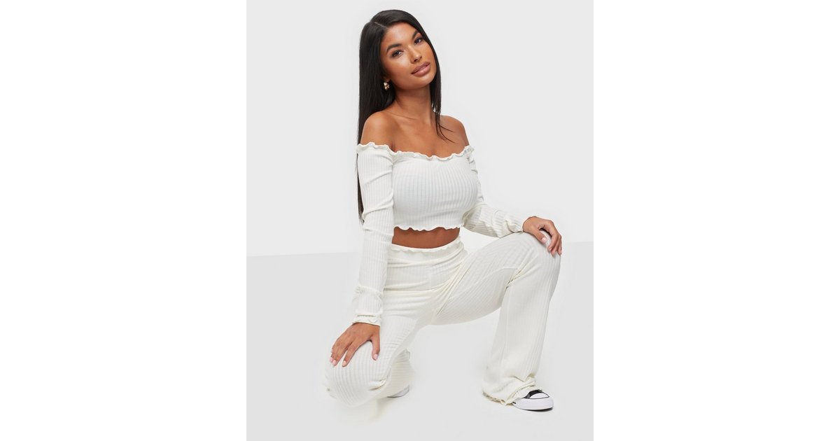 Buy Nelly Off Shoulder Rib Set White