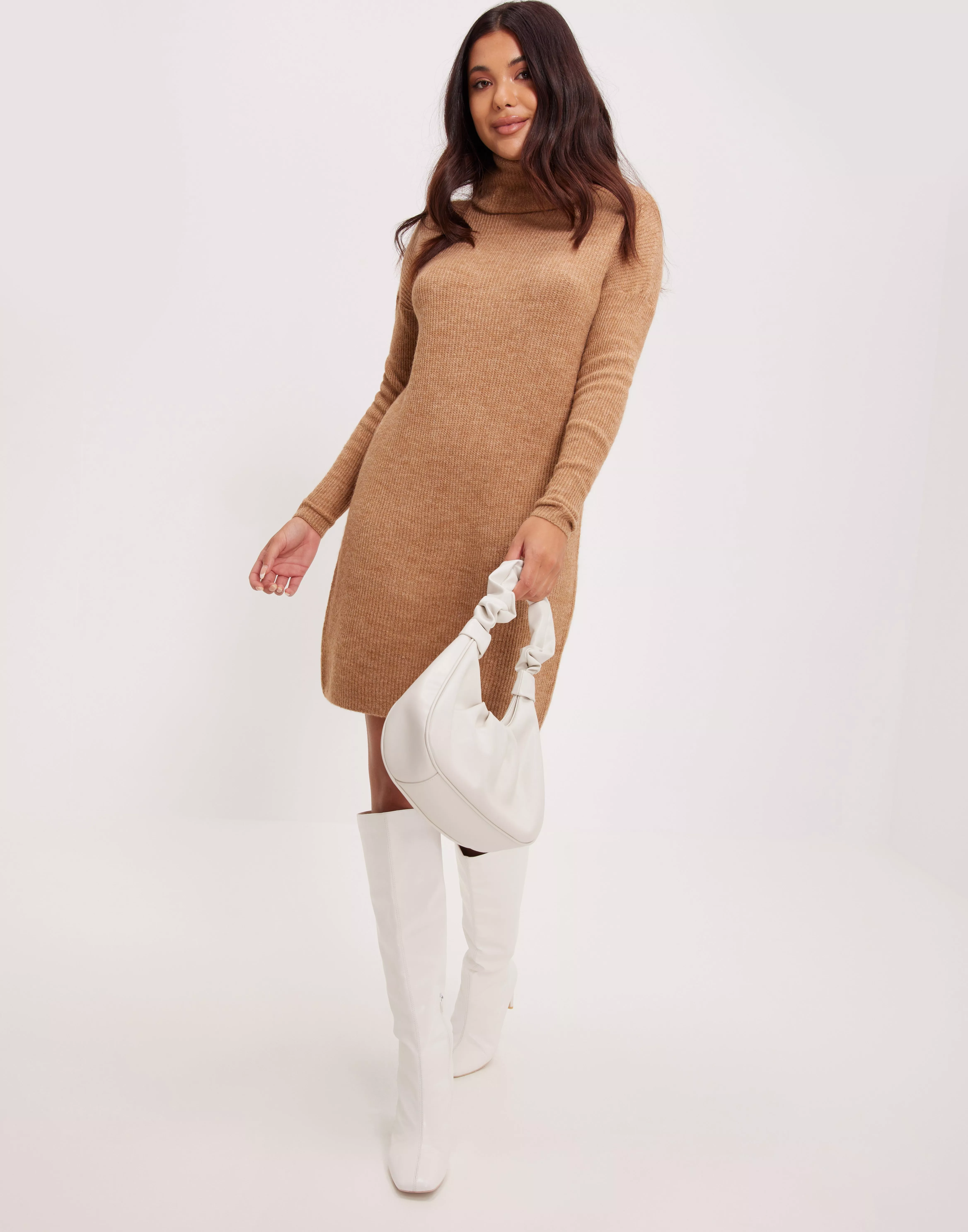 Indian Osta KNT WOOL L/S COWLNCK Only ONLJANA Tan DRESS -