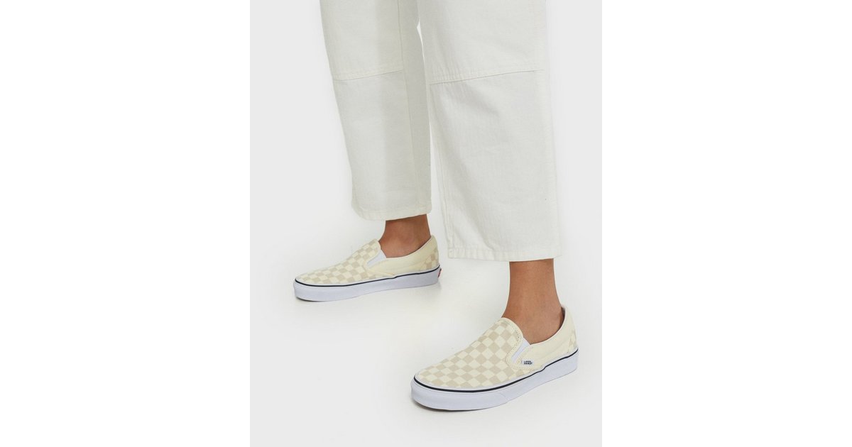 True white checkered on sale slip on vans