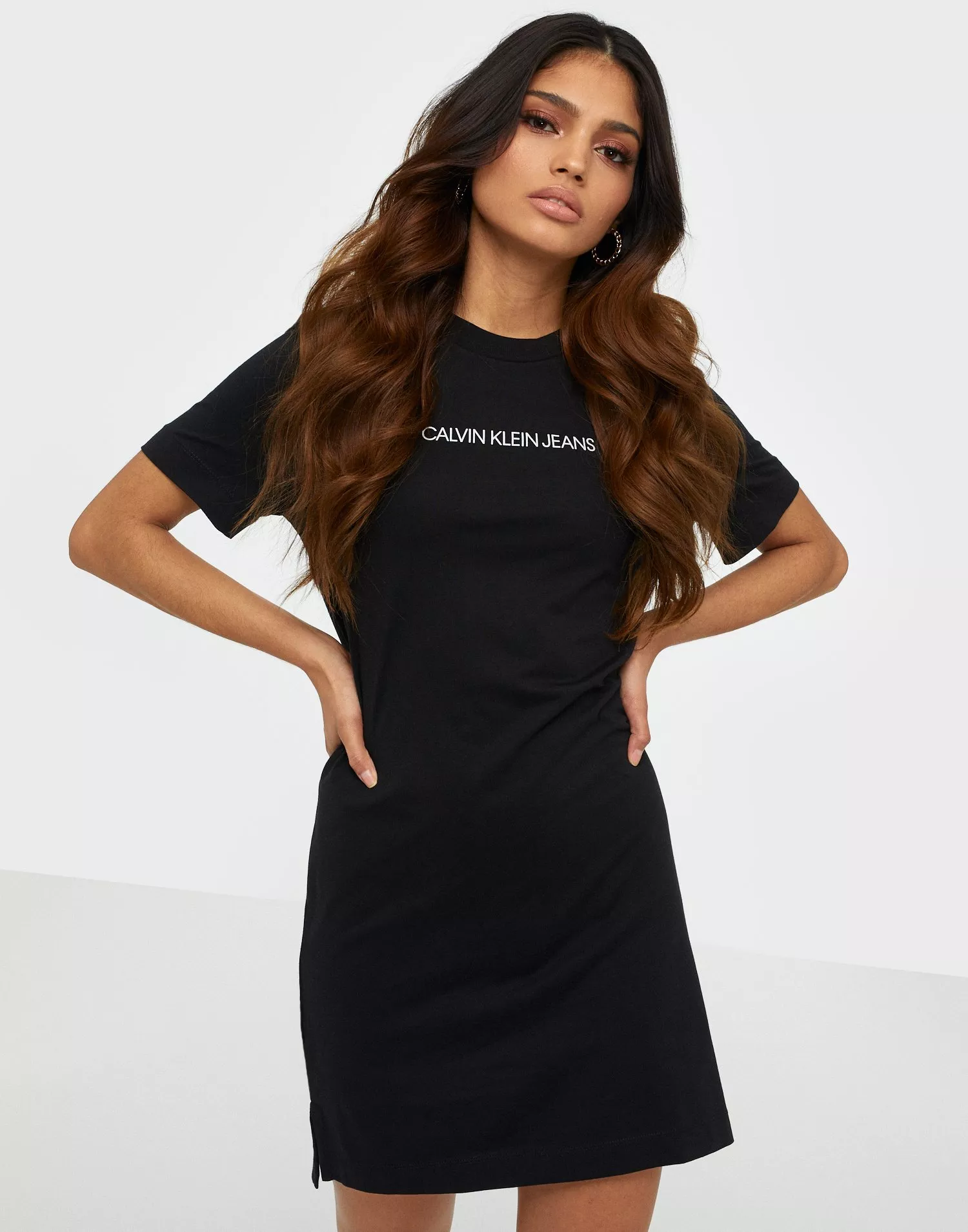 Calvin Klein Jeans INSTITUTIONAL SILVER LOGO T-SHIRT DRESS Black