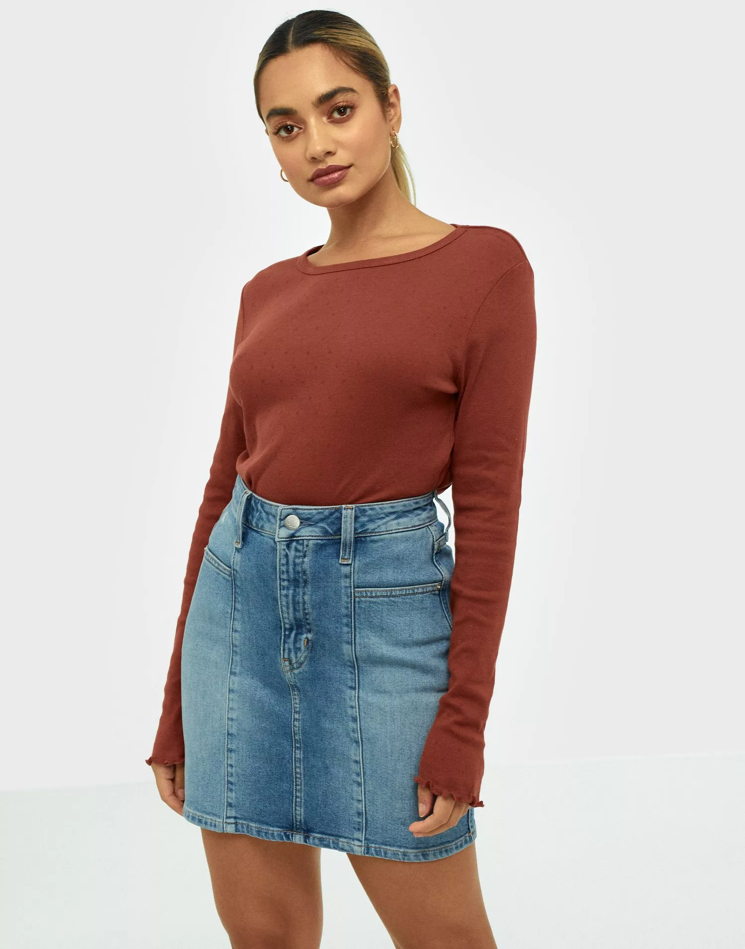 Calvin klein on sale red denim skirt