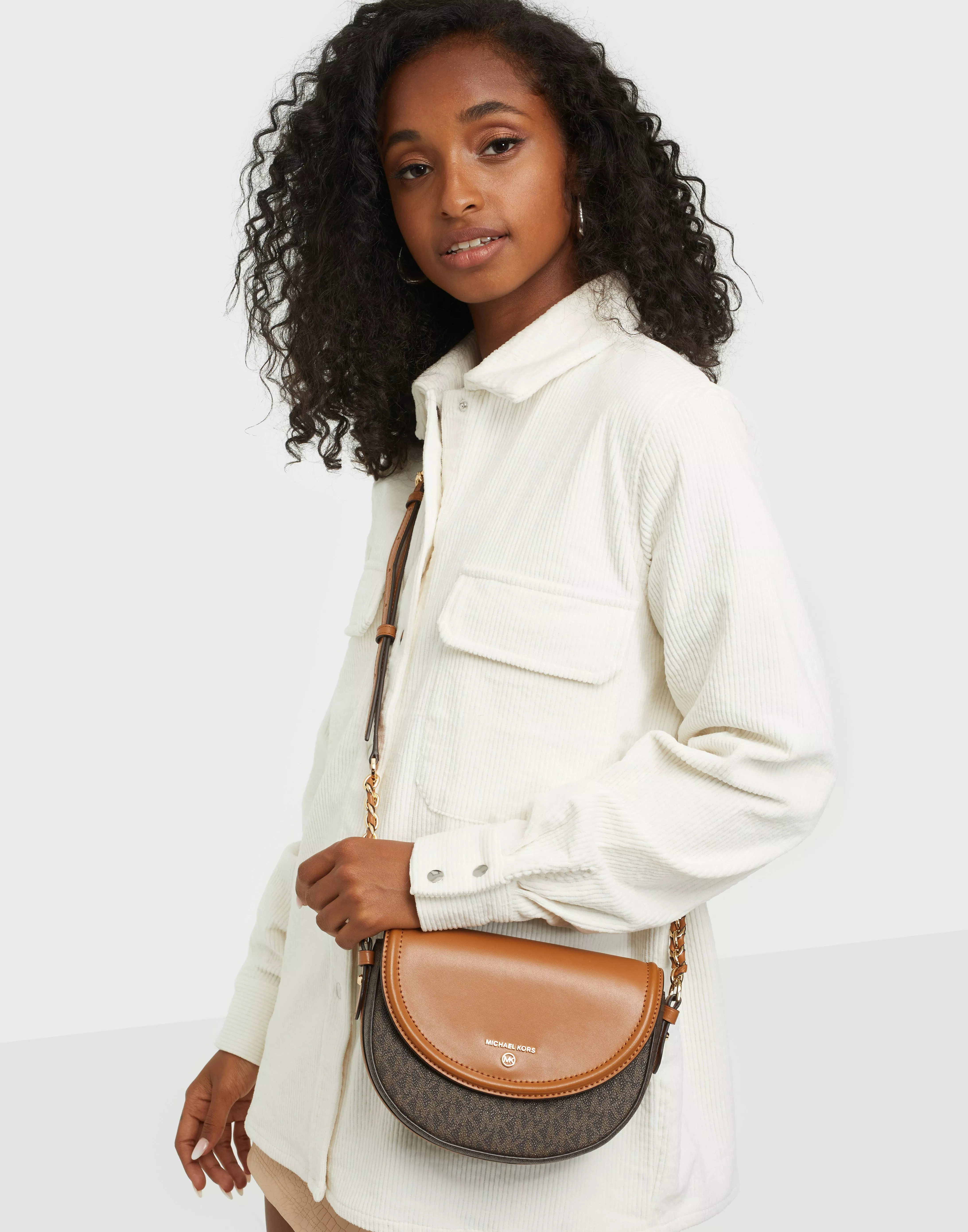 Jet Set Medium Logo and Leather Half Dome Crossbody