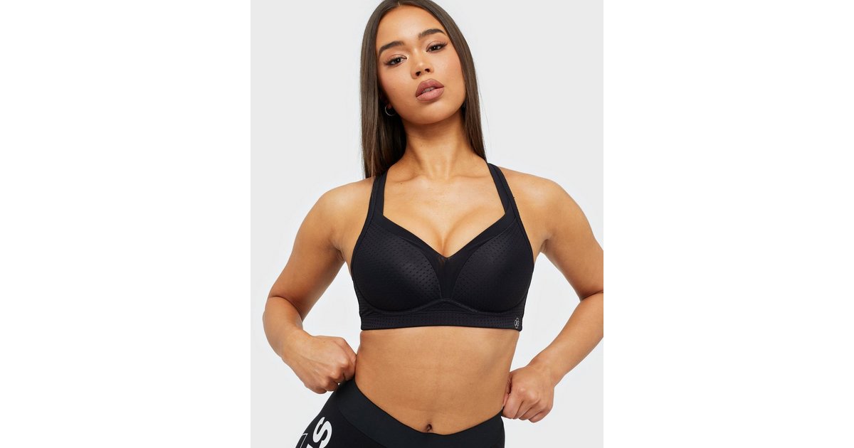 Dorina Memphis polyester high imact push up sports bra in black
