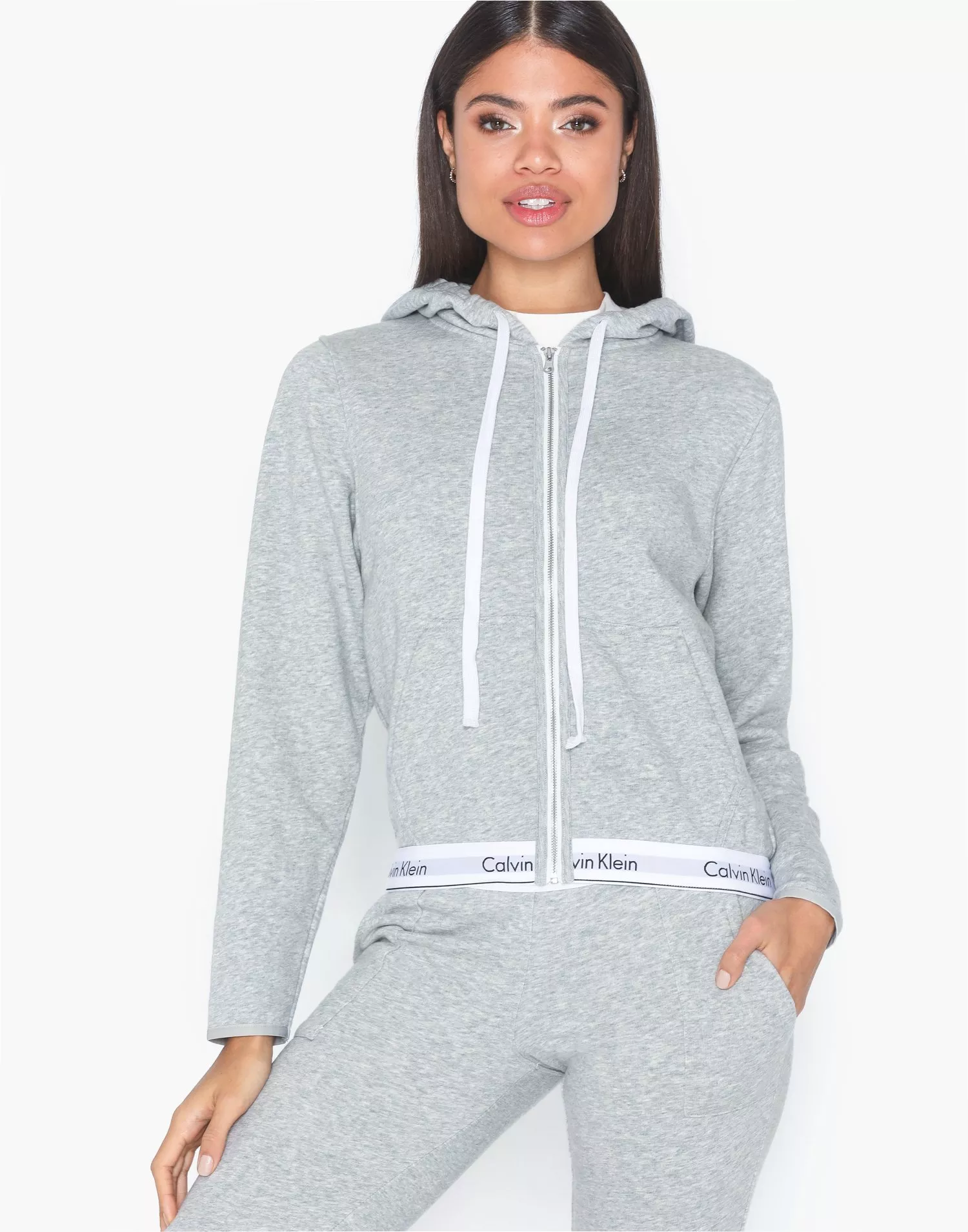 Buy Calvin Klein Underwear Hoodie Top Full Zip - Grey 