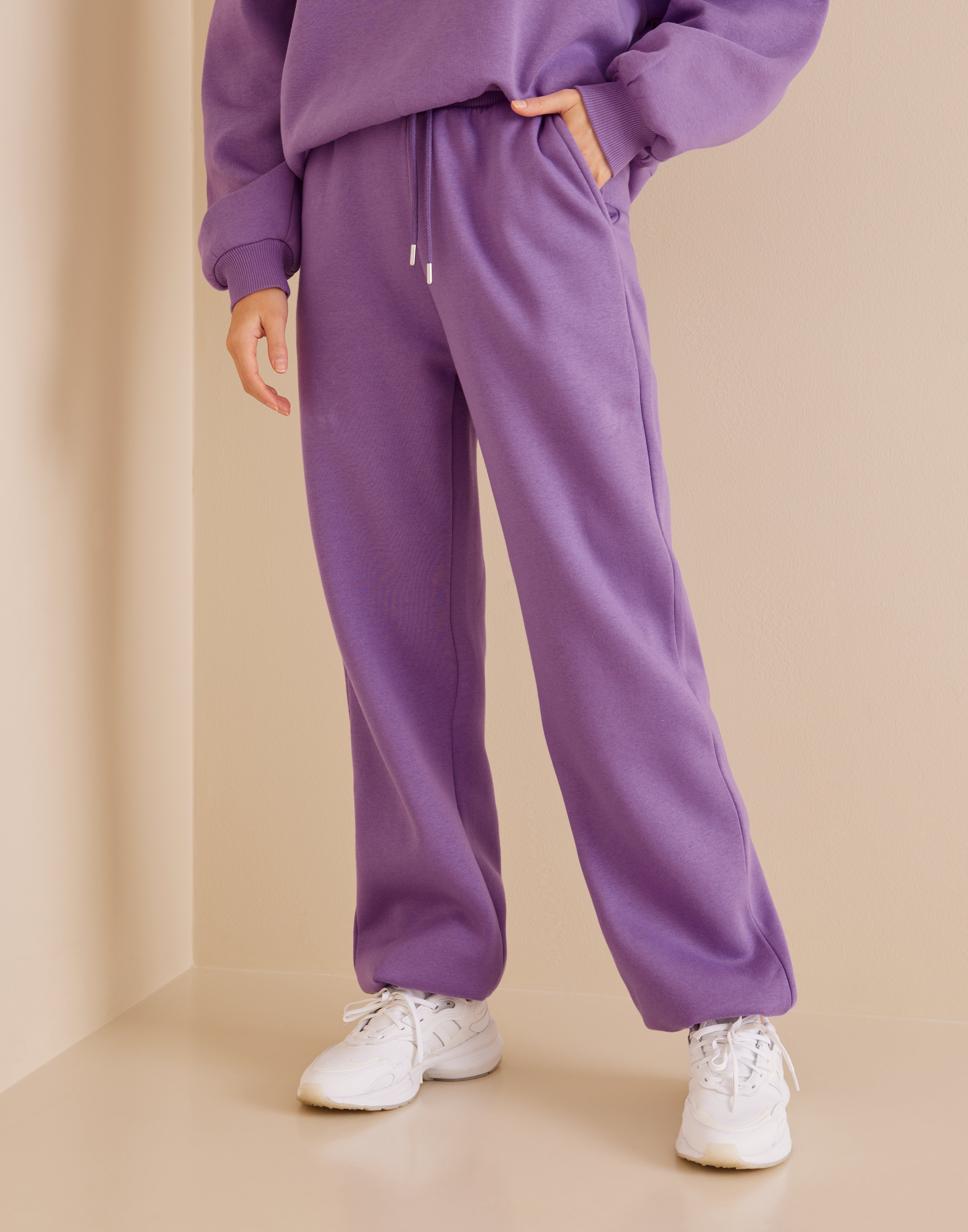 purple sweat outfit