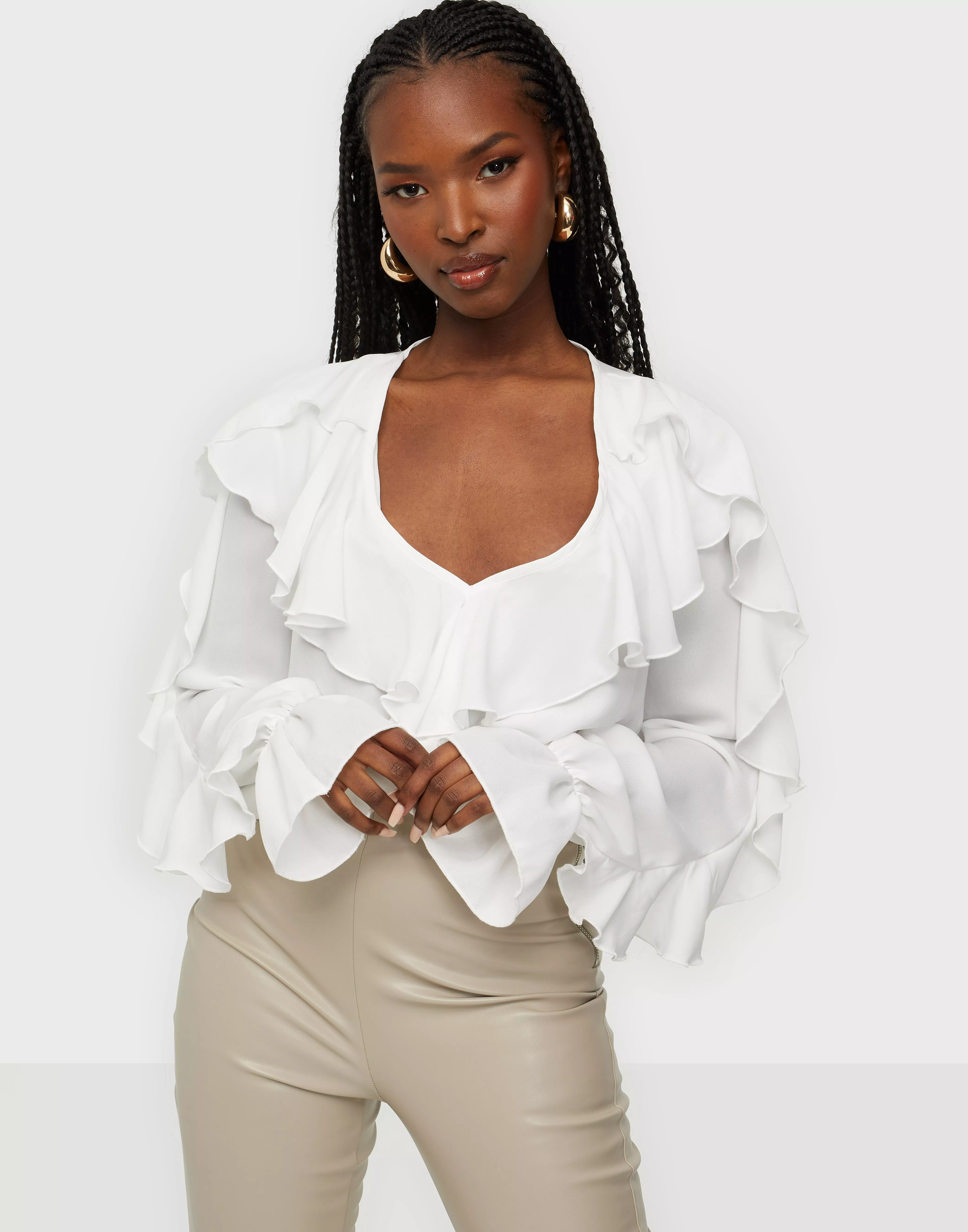 Buy Nelly Frill Chiffon Bodysuit - White | Nelly.com