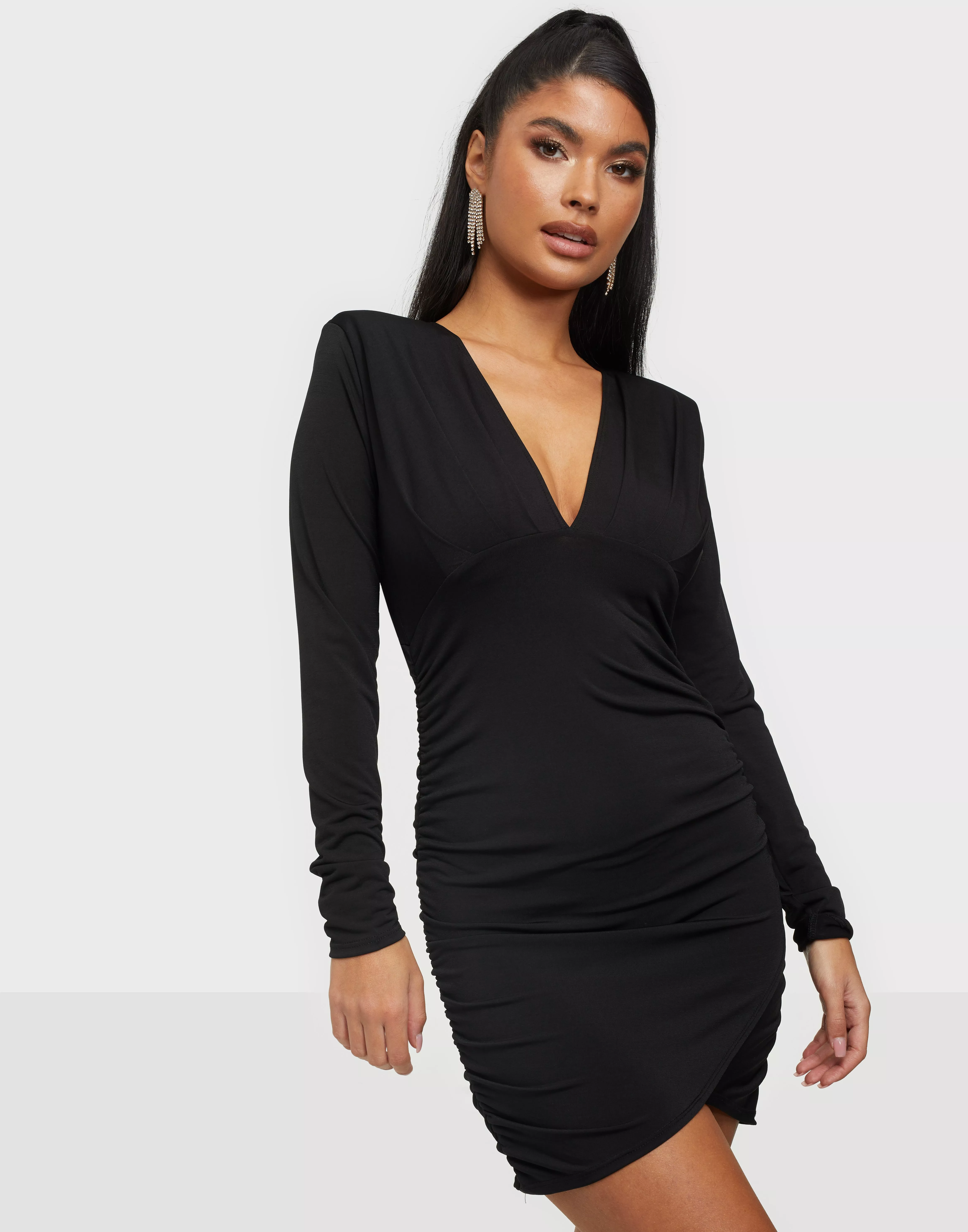 Buy NLY One Wrap Ruched Mini Dress - Black | Nelly.com