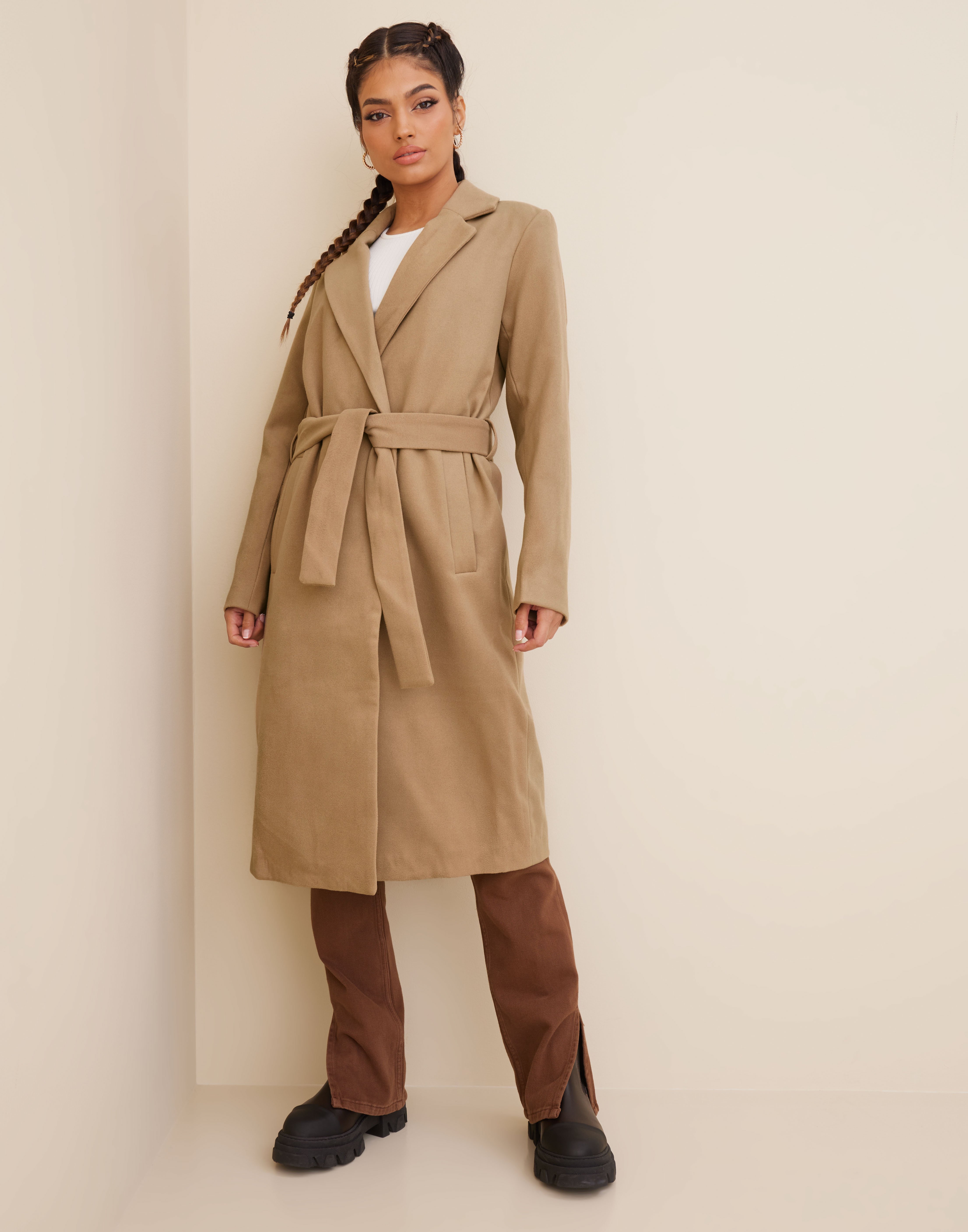 vila vipoku belted long coat