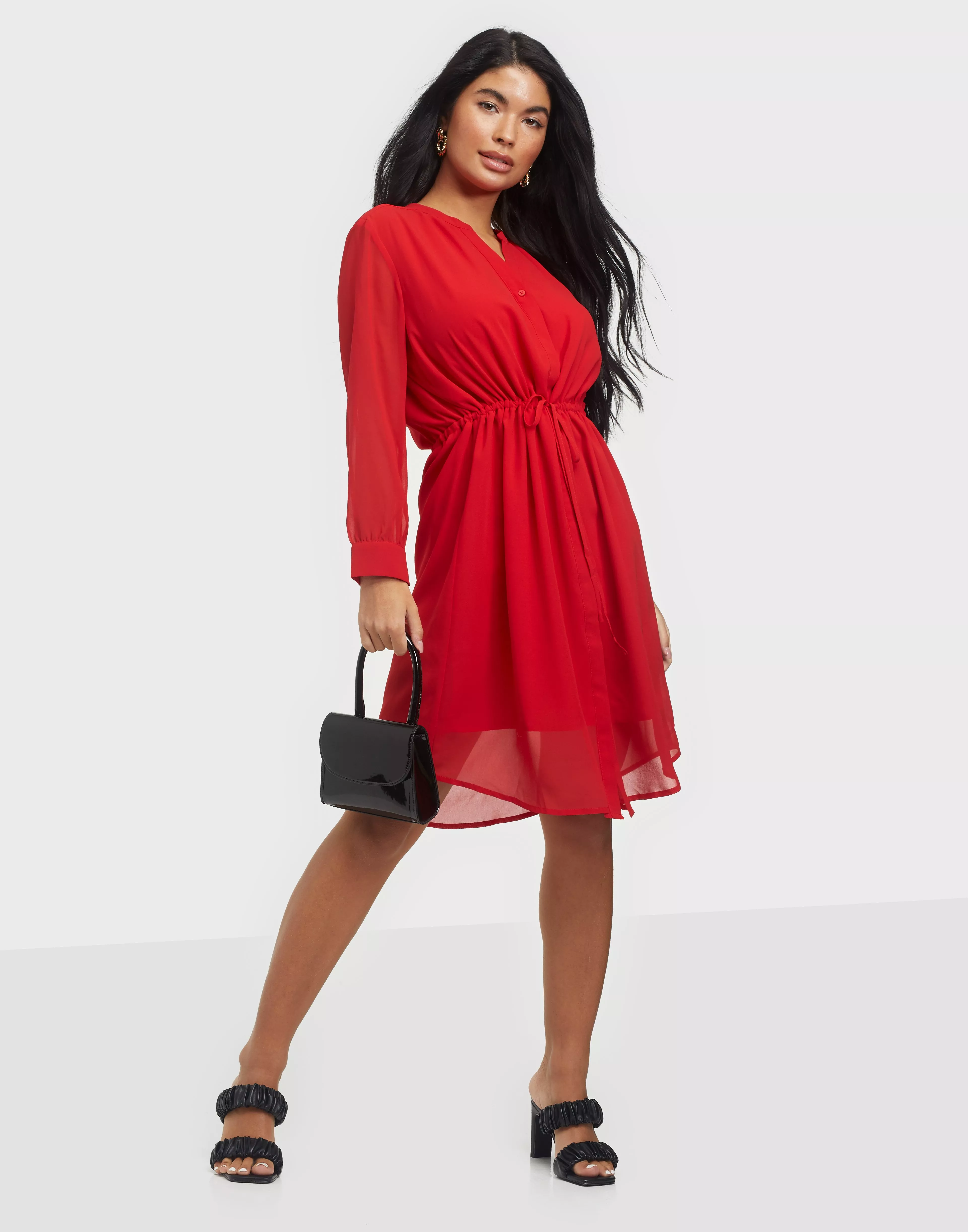 Buy Selected Femme SLFSHELLY-DAMINA 7/8 DRESS EX - True Red | Nelly.com